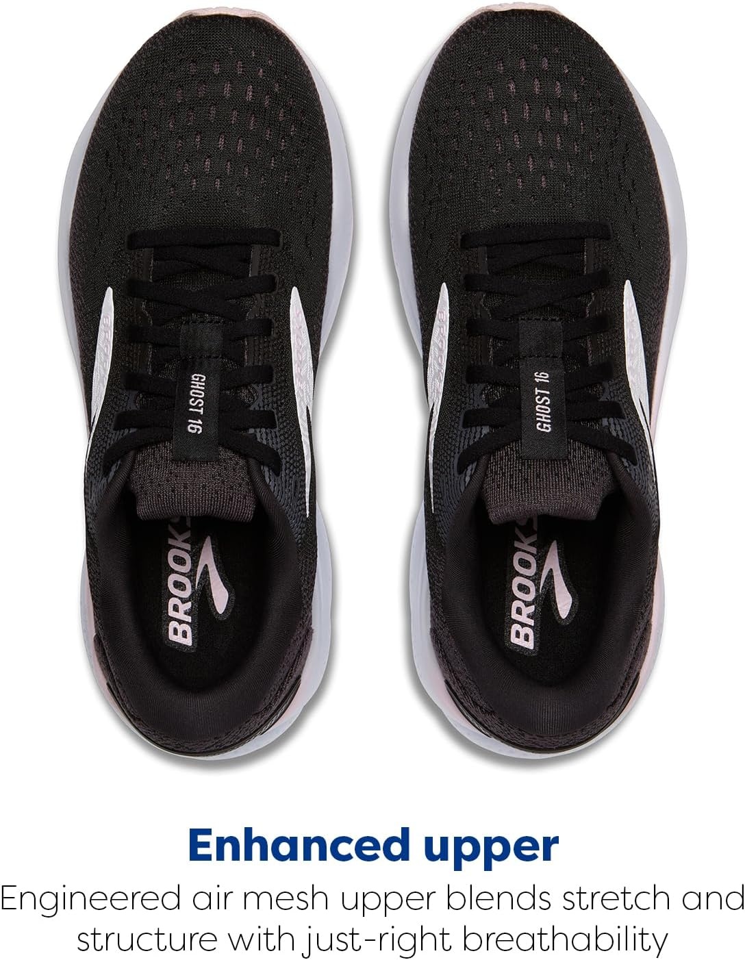 image:imageBrooks Womens Ghost 16 Neutral Running ShoeBlackWhiteOrchid Ice