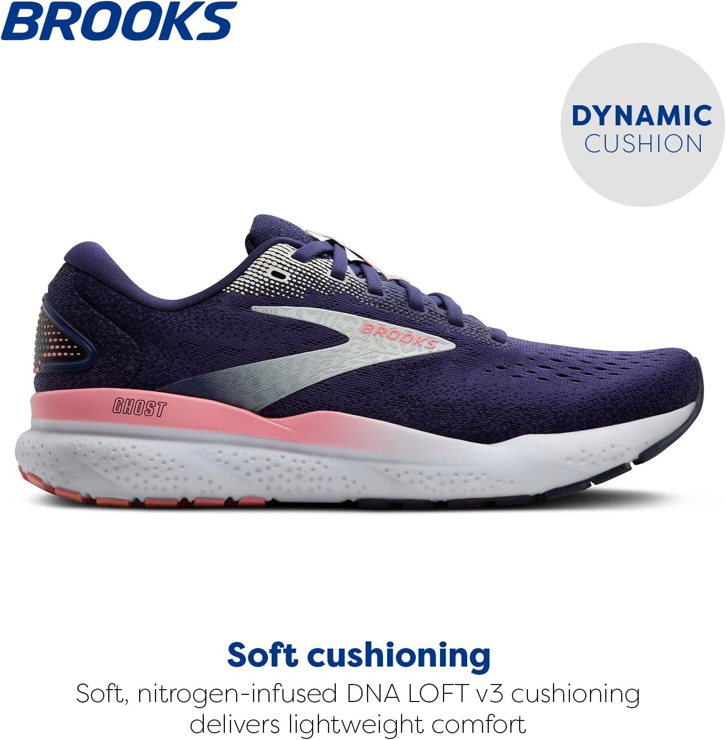 image:imageBrooks Womens Ghost 16 Neutral Running ShoeBlue RibbonDianthusPeacoat