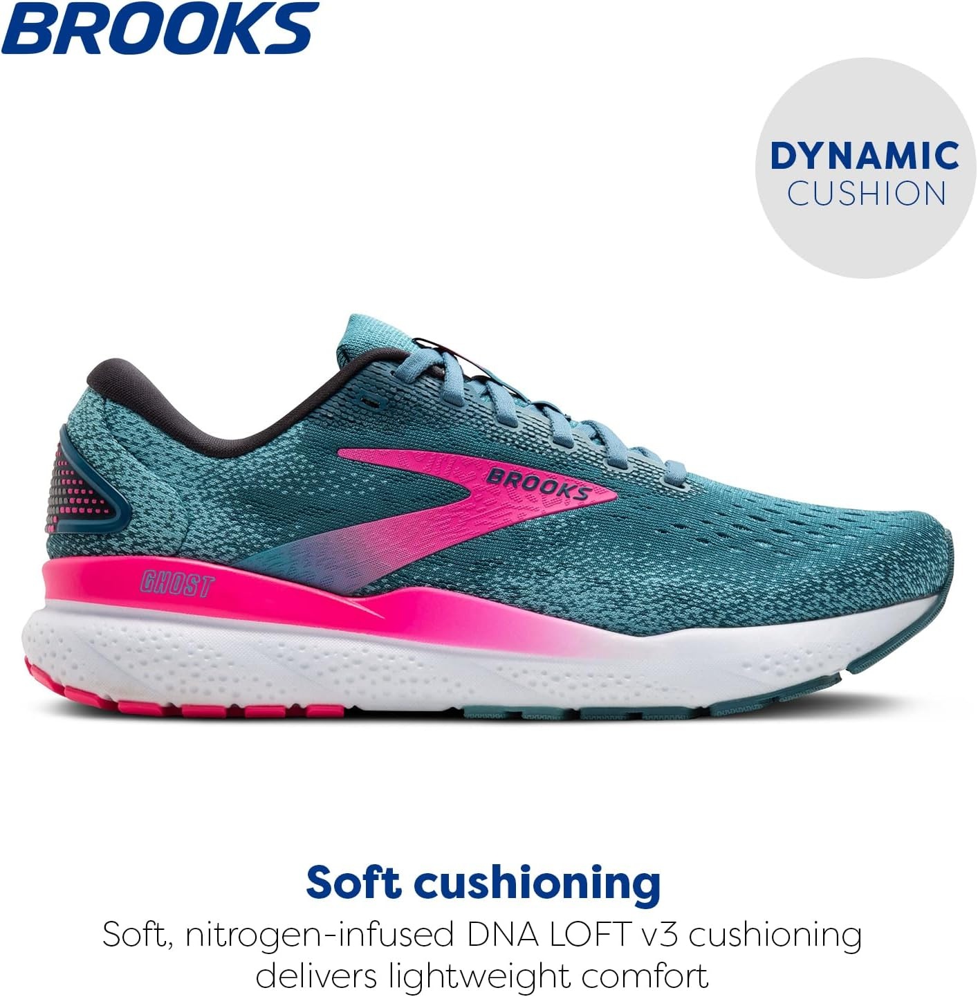 image:imageBrooks Womens Ghost 16 Neutral Running ShoeBluePinkMoroccan Blue