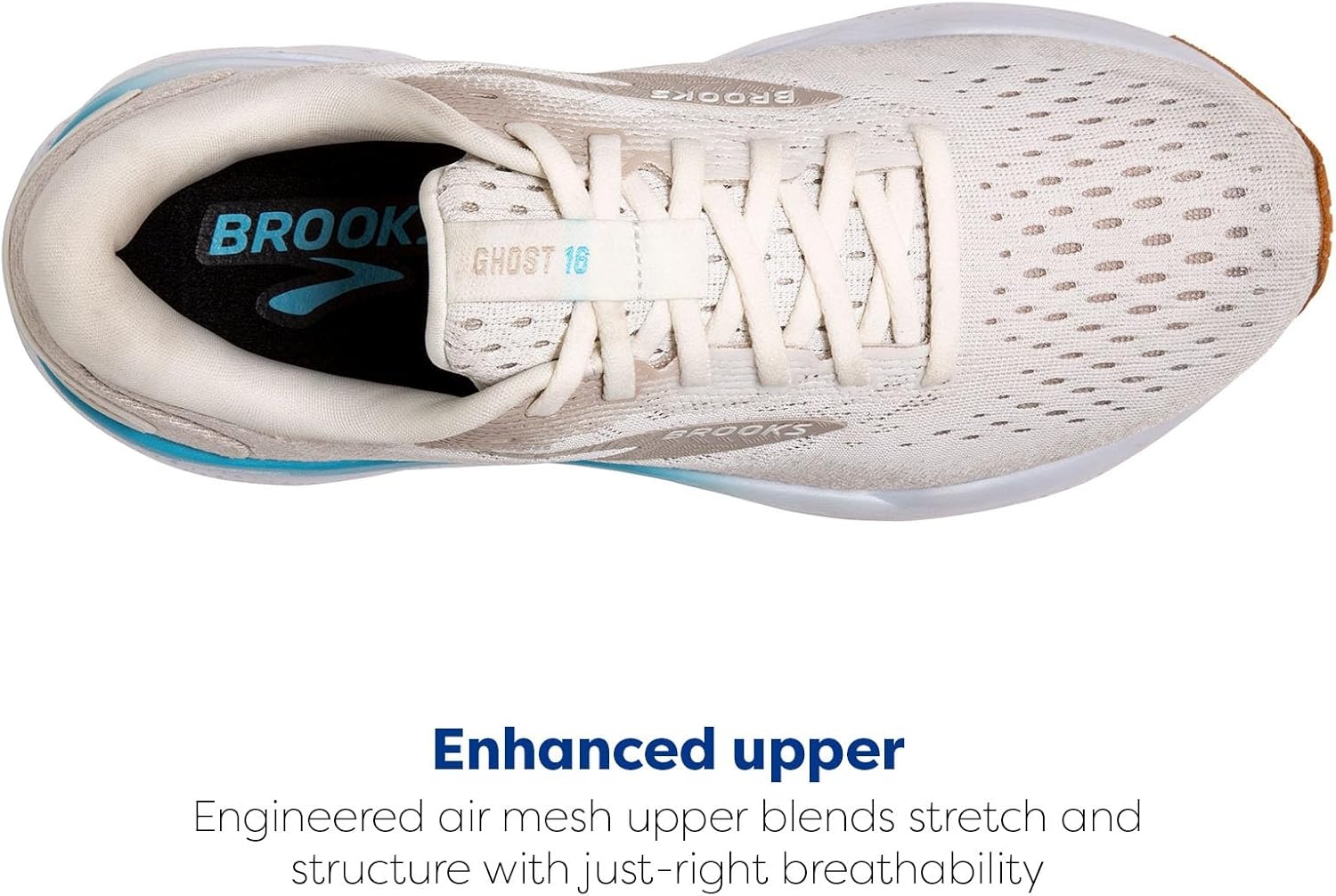 image:imageBrooks Womens Ghost 16 Neutral Running ShoeCoconutChateau GreyBlue