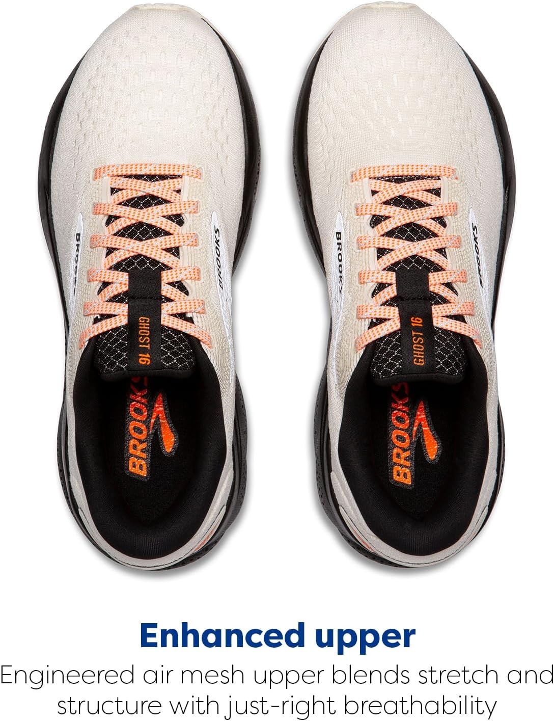 image:imageBrooks Womens Ghost 16 Neutral Running ShoeEcruOrangeBlack