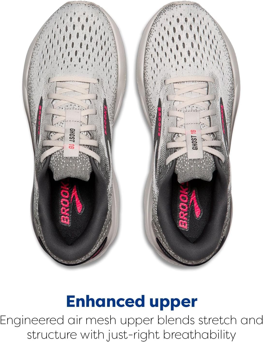 image:imageBrooks Womens Ghost 16 Neutral Running ShoeGreyGargoylePink