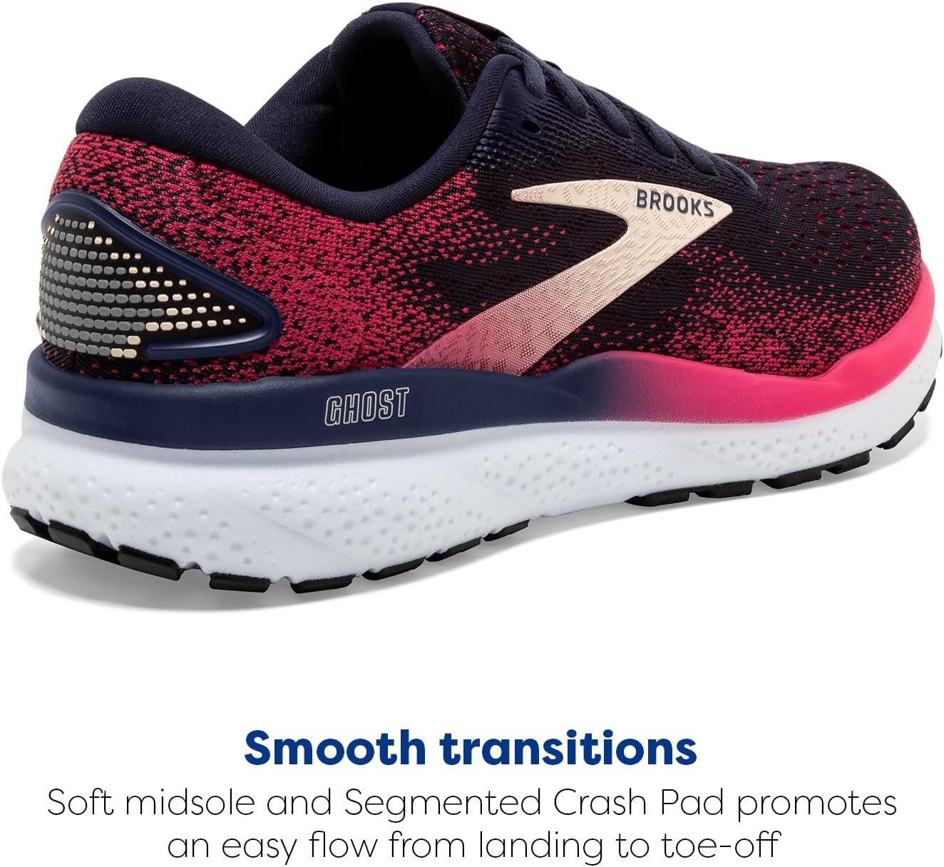 image:imageBrooks Womens Ghost 16 Neutral Running ShoePeacoatRaspberryApricot