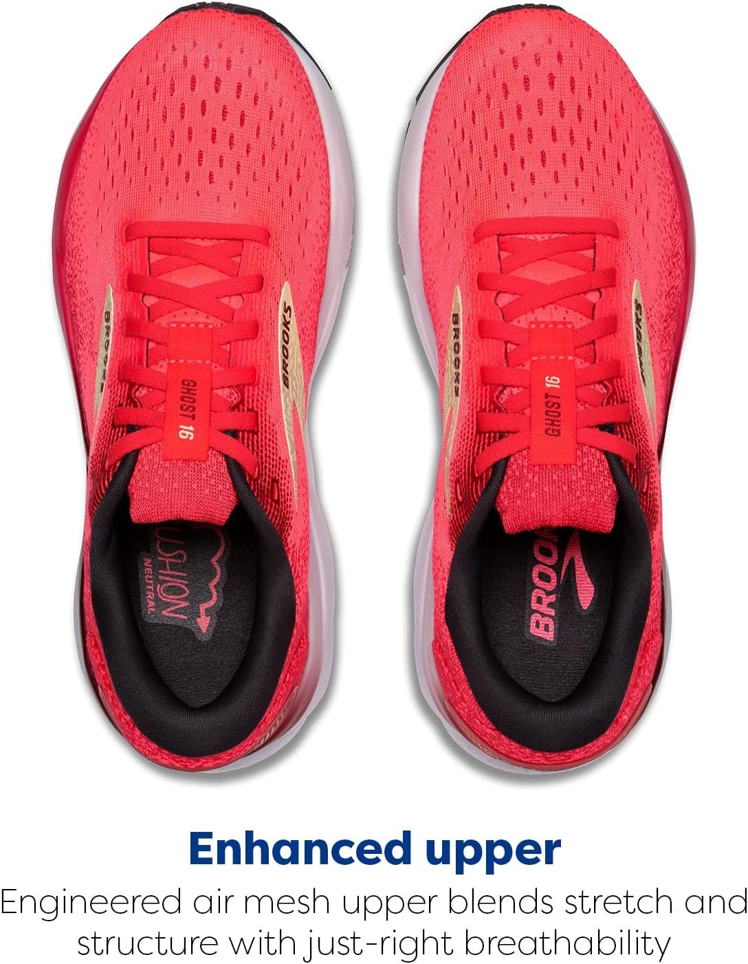 image:imageBrooks Womens Ghost 16 Neutral Running ShoePinkSundried TomatoCream