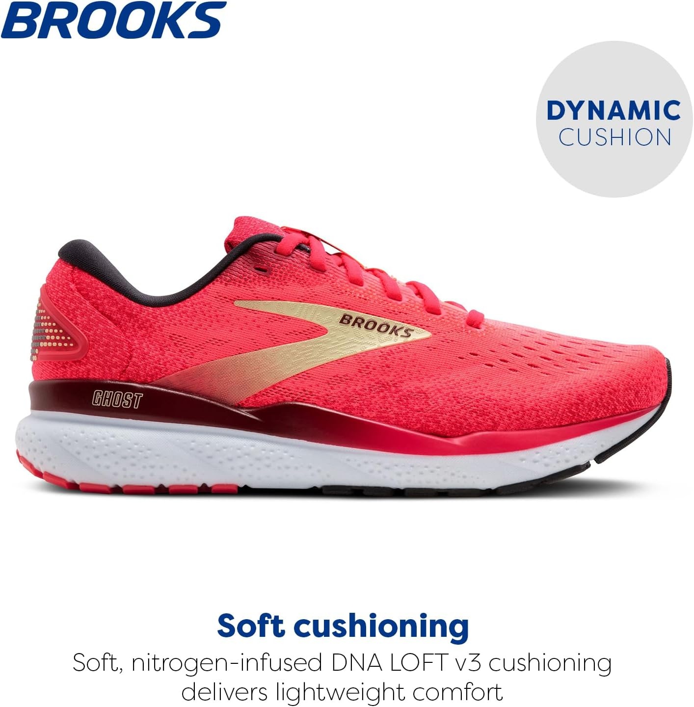 image:imageBrooks Womens Ghost 16 Neutral Running ShoePinkSundried TomatoCream