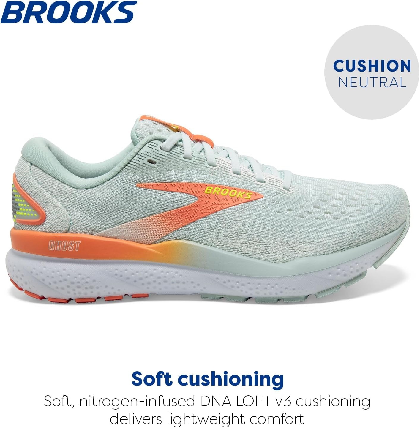 image:imageBrooks Womens Ghost 16 Neutral Running ShoeSkylightCoconutSunset