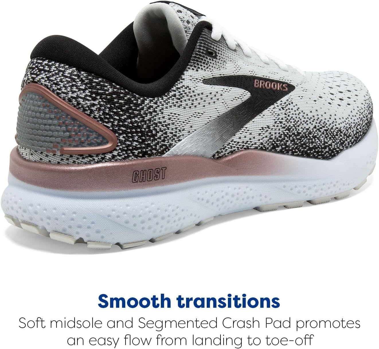 image:imageBrooks Womens Ghost 16 Neutral Running ShoeWhiteBlackRose Gold