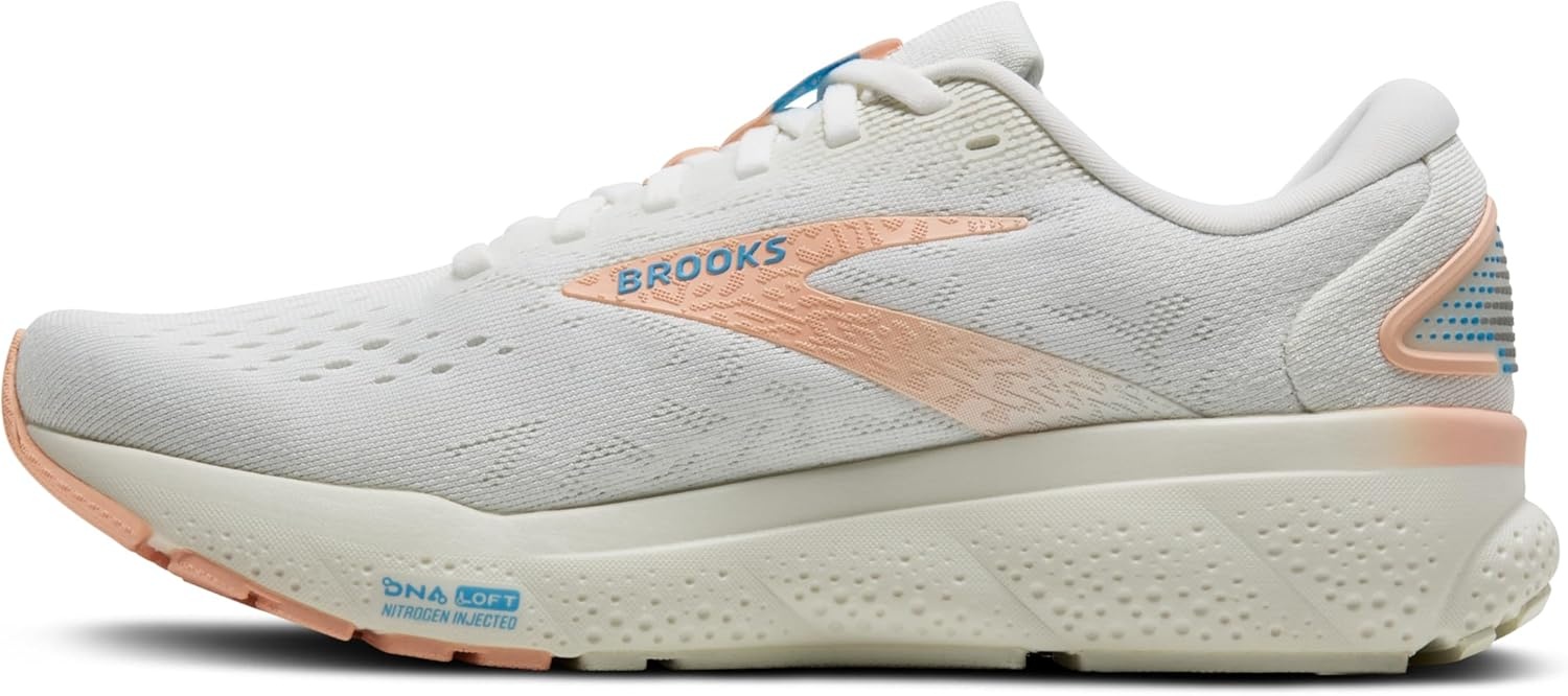 image:imageBrooks Womens Ghost 16 Neutral Running ShoeWhiteBluewashTropical Peach
