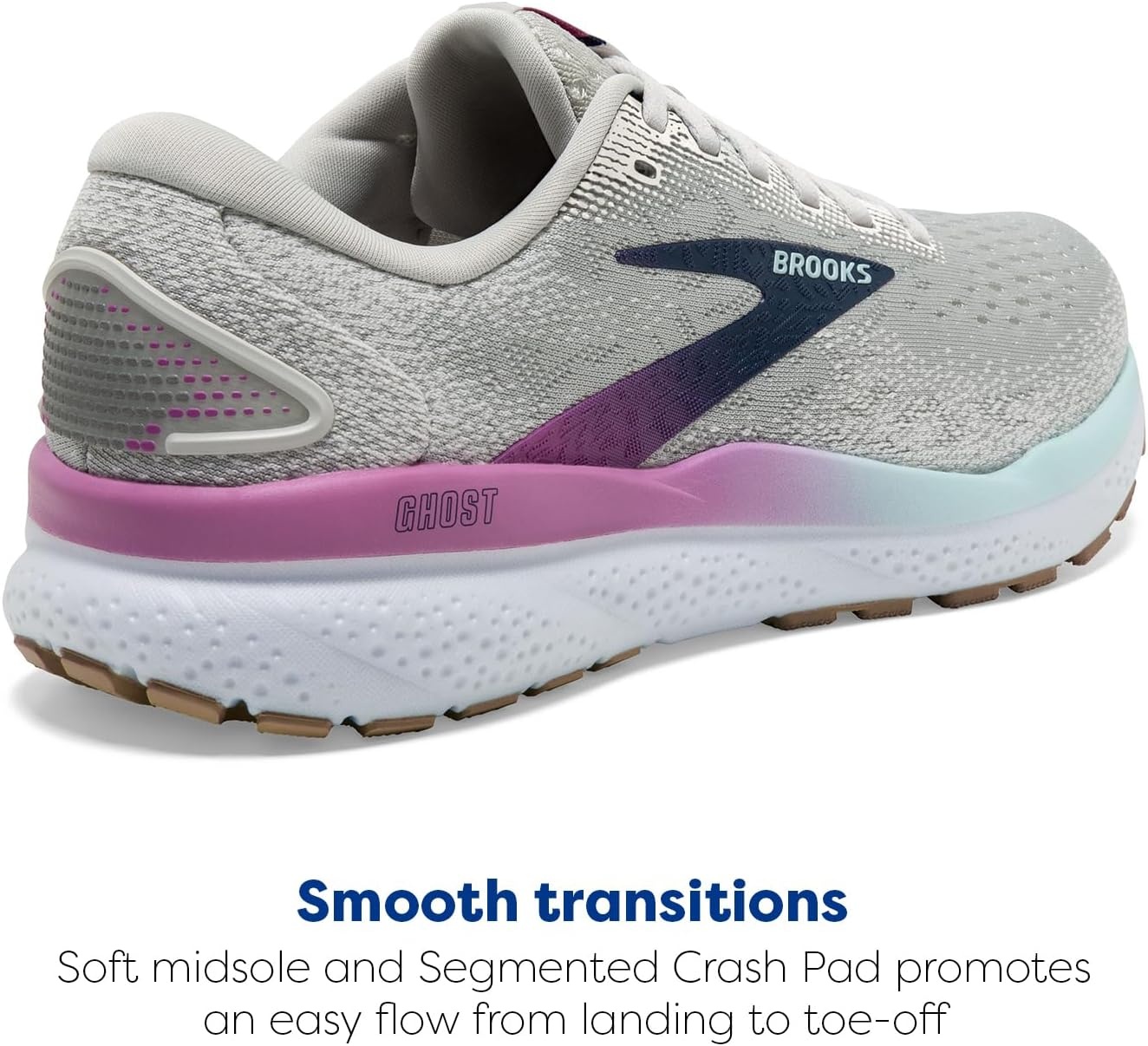 image:imageBrooks Womens Ghost 16 Neutral Running ShoeWhiteGreyEstate Blue