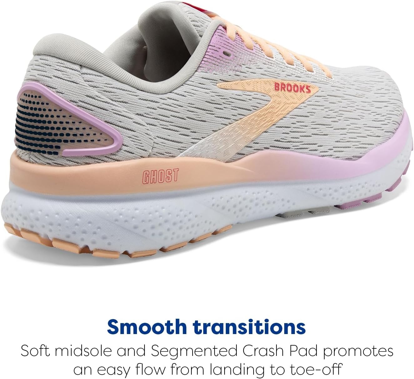image:imageBrooks Womens Ghost 16 Neutral Running ShoeWhiteGreyOrchid