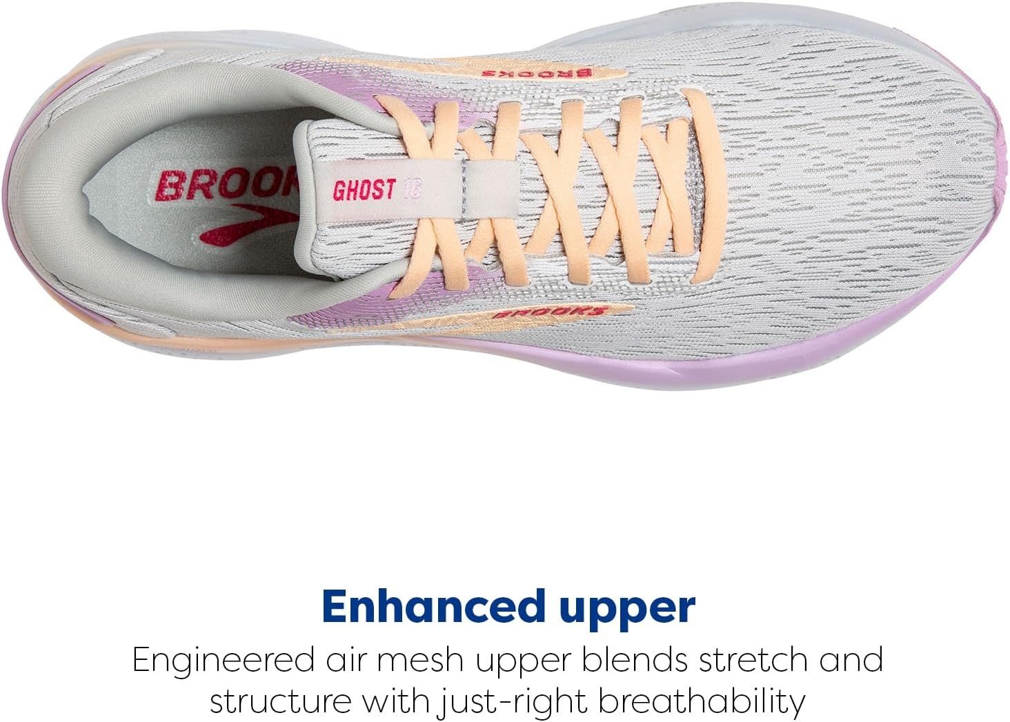 image:imageBrooks Womens Ghost 16 Neutral Running ShoeWhiteGreyOrchid