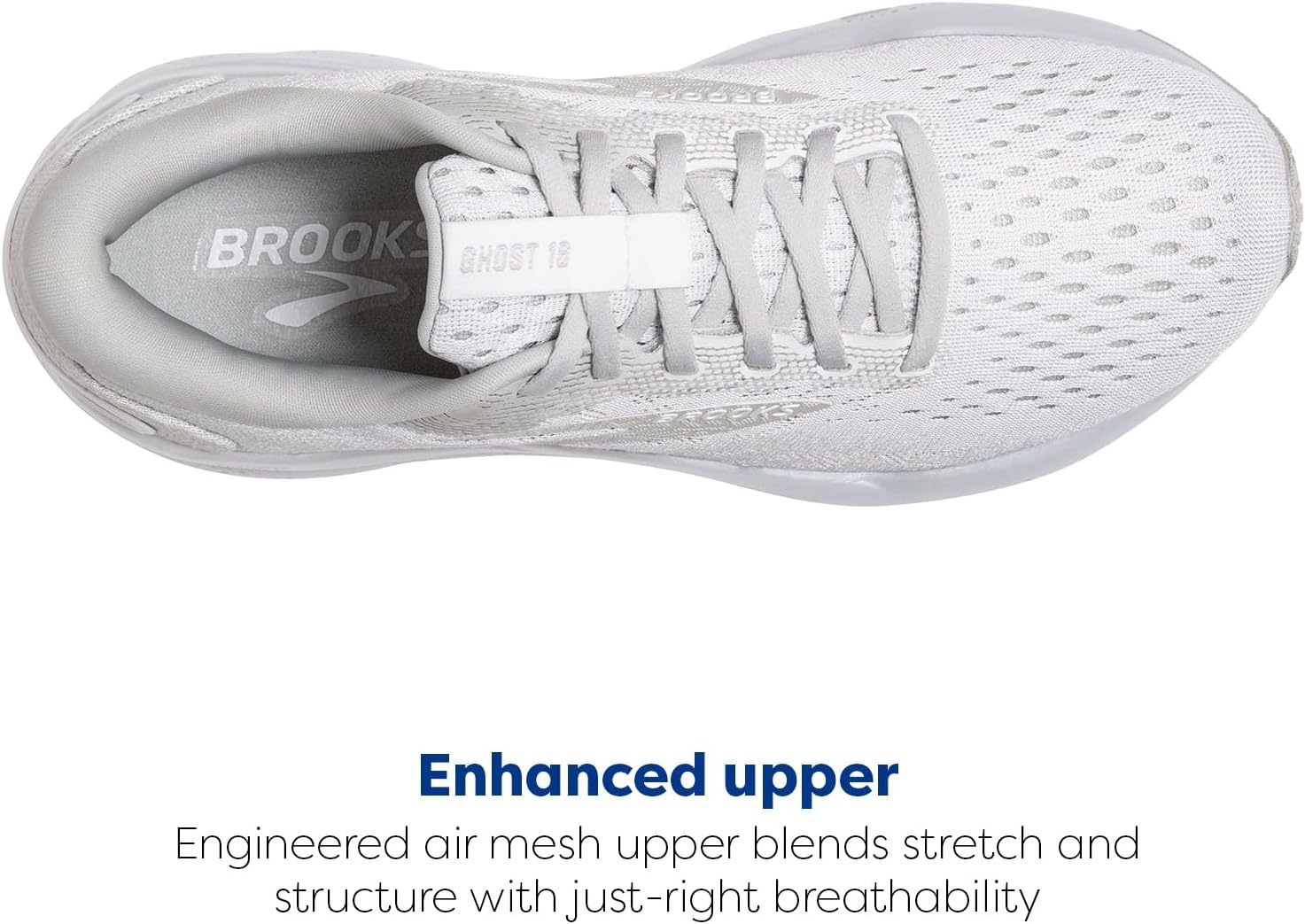 image:imageBrooks Womens Ghost 16 Neutral Running ShoeWhiteWhiteGrey