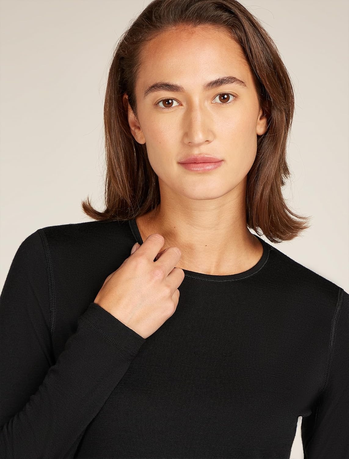 image:imageIcebreaker Merino Womens 200 Oasis Long Sleeve Thermal Cold Weather Base Layer TShirtBlack