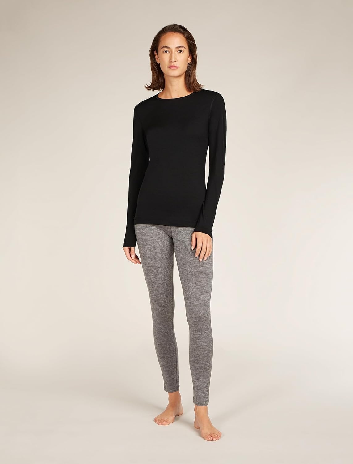 image:imageIcebreaker Merino Womens 200 Oasis Long Sleeve Thermal Cold Weather Base Layer TShirtBlack