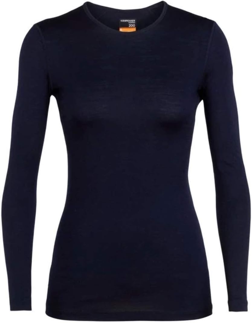image:imageIcebreaker Merino Womens 200 Oasis Long Sleeve Thermal Cold Weather Base Layer TShirtMidnight Navy