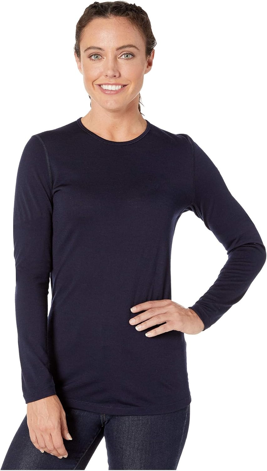 image:imageIcebreaker Merino Womens 200 Oasis Long Sleeve Thermal Cold Weather Base Layer TShirtMidnight Navy