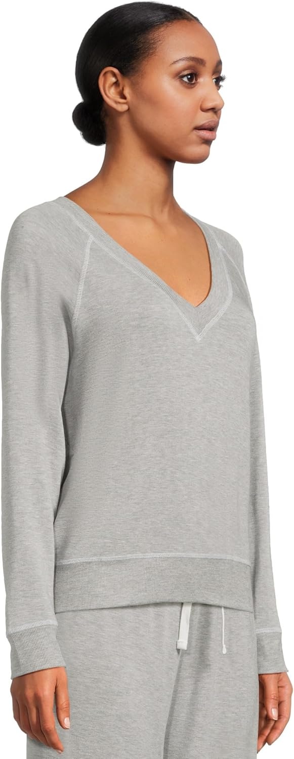 image:imageSPLITS59 Womens Bennie Fleece Vneck SweatshirtHeather Grey