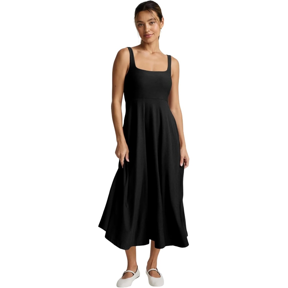 image:imageBeyond Yoga Womens Featherweight At The Ready Square Neck Midi DressDarkest Night