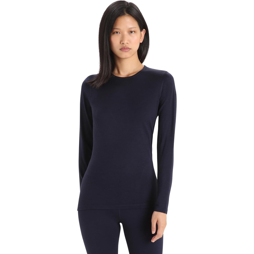 image:imageIcebreaker Merino Womens 200 Oasis Long Sleeve Thermal Cold Weather Base Layer TShirtMidnight Navy
