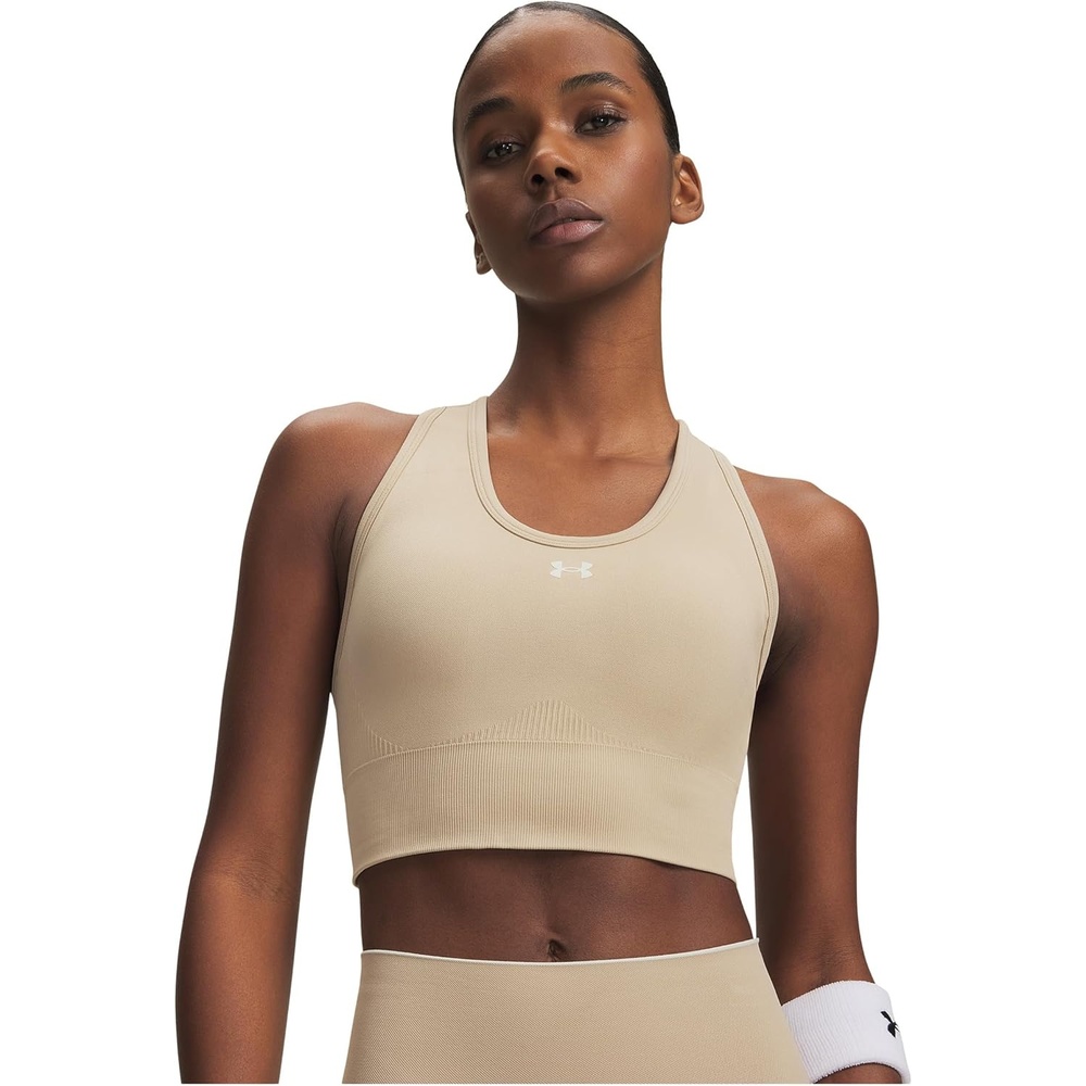 image:imageUnder Armour Womens Vanish Seamless MidImpact Sports BraCity KhakiSummit White