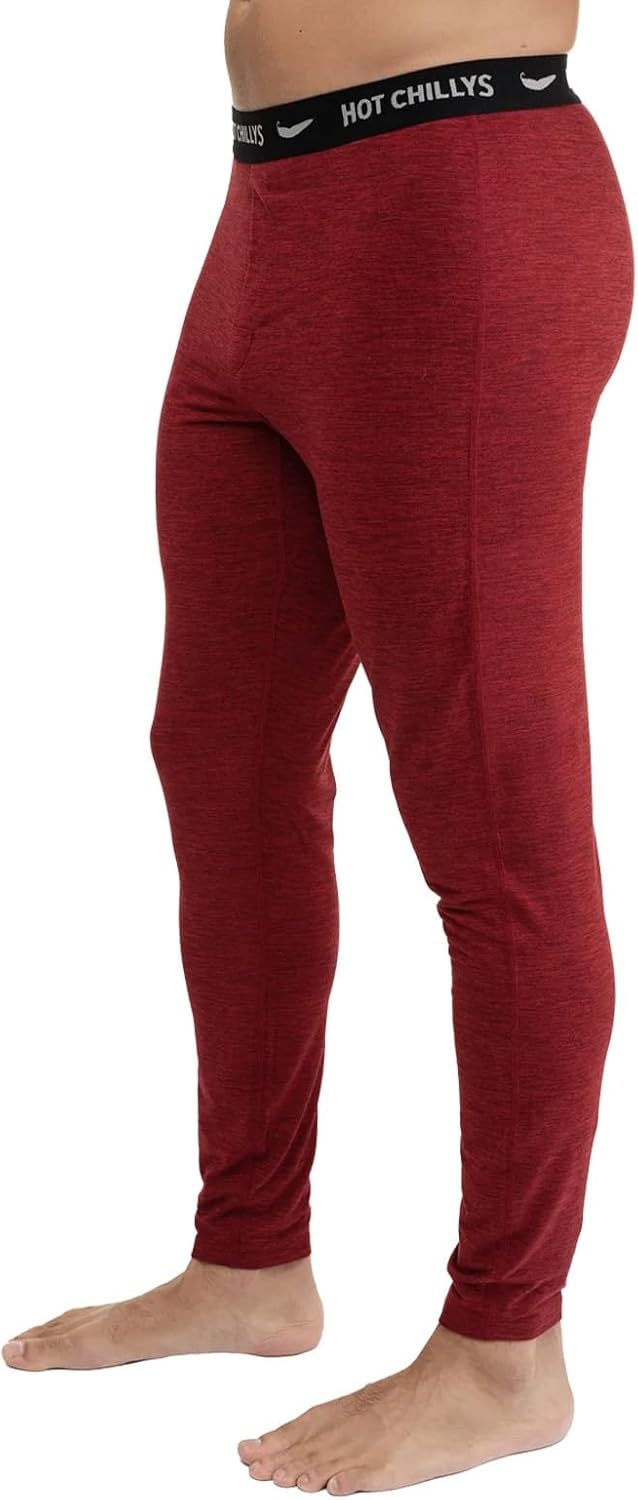 image:imageHot Chillys Mens ClimaTek Base Layer Bottoms Breathable MoistureWicking QuickDrying Relaxed Fit Thermal UnderwearBurgundy Heather