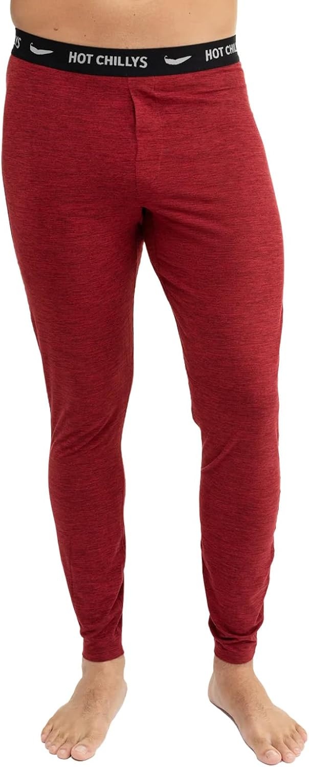 image:imageHot Chillys Mens ClimaTek Base Layer Bottoms Breathable MoistureWicking QuickDrying Relaxed Fit Thermal UnderwearBurgundy Heather