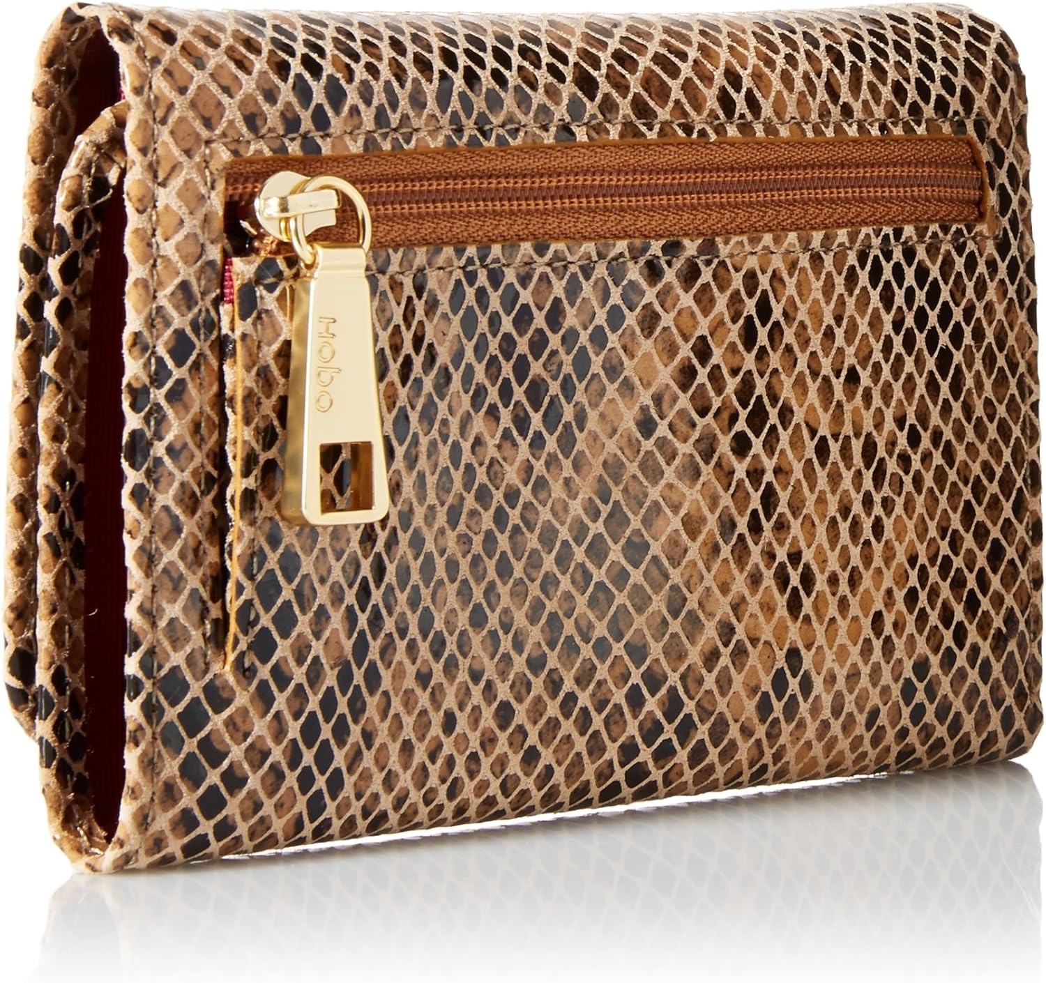 image:imageHOBO Jill Trifold Leather Wallet for Women Snap ClosureAutumn Python