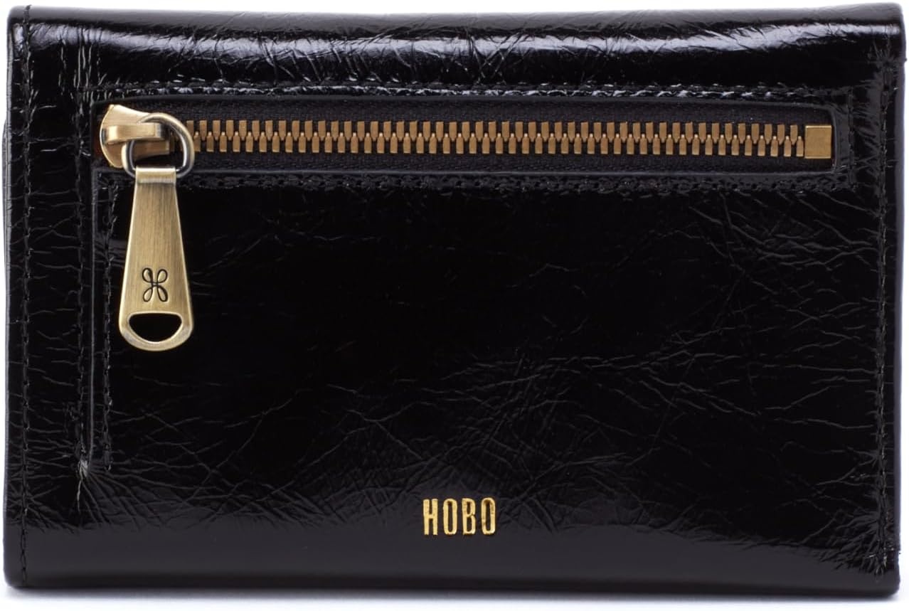 image:imageHOBO Jill Trifold Leather Wallet for Women Snap ClosureBlack