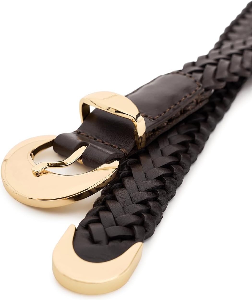 image:imageMadewell Womens Lucie Domed Buckle Belt In Woven LeatherCoffee Bean