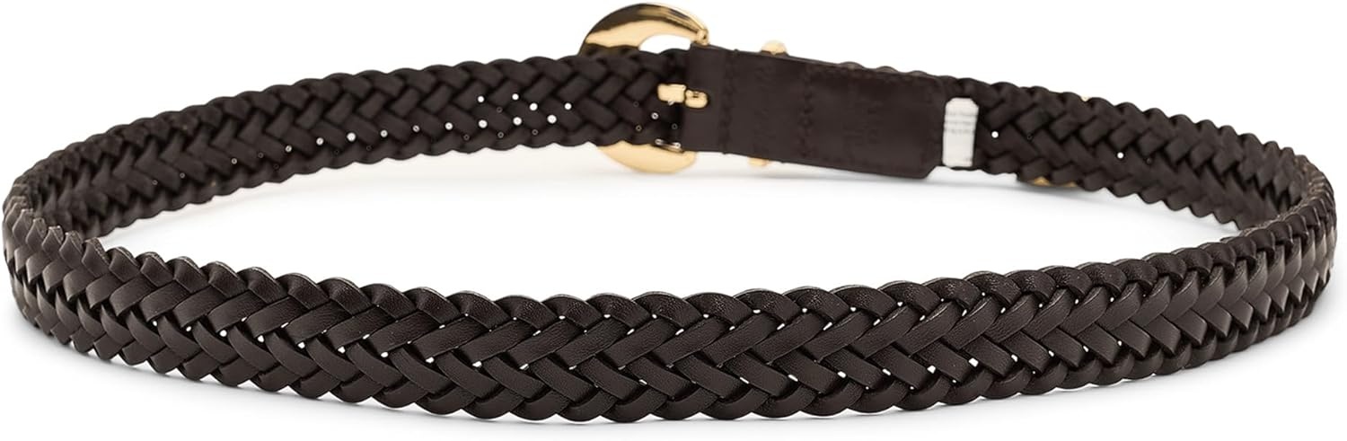 image:imageMadewell Womens Lucie Domed Buckle Belt In Woven LeatherCoffee Bean