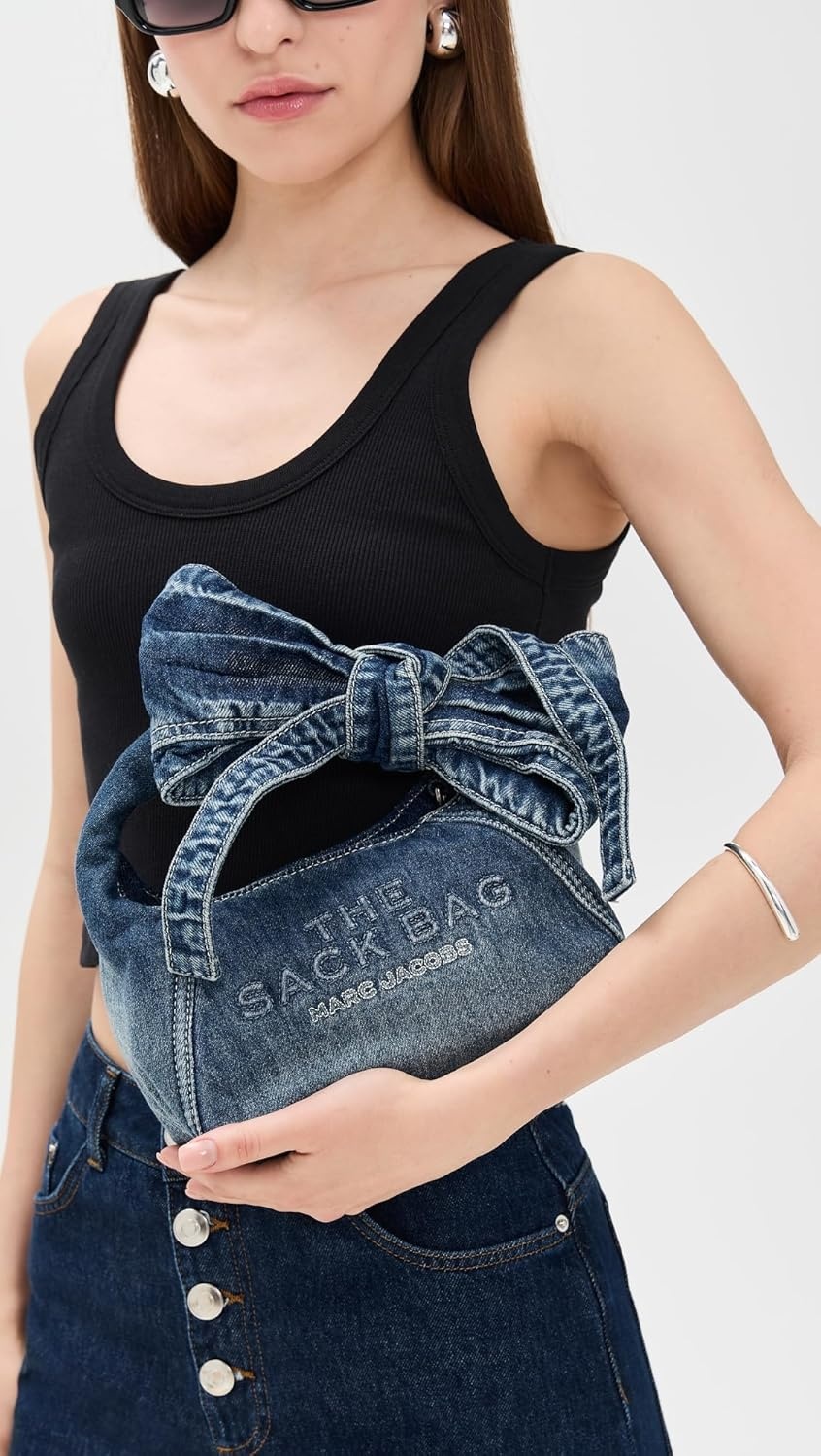 image:imageMarc Jacobs Womens The Bow Denim Mini Sack BagMedium Wash Indigo