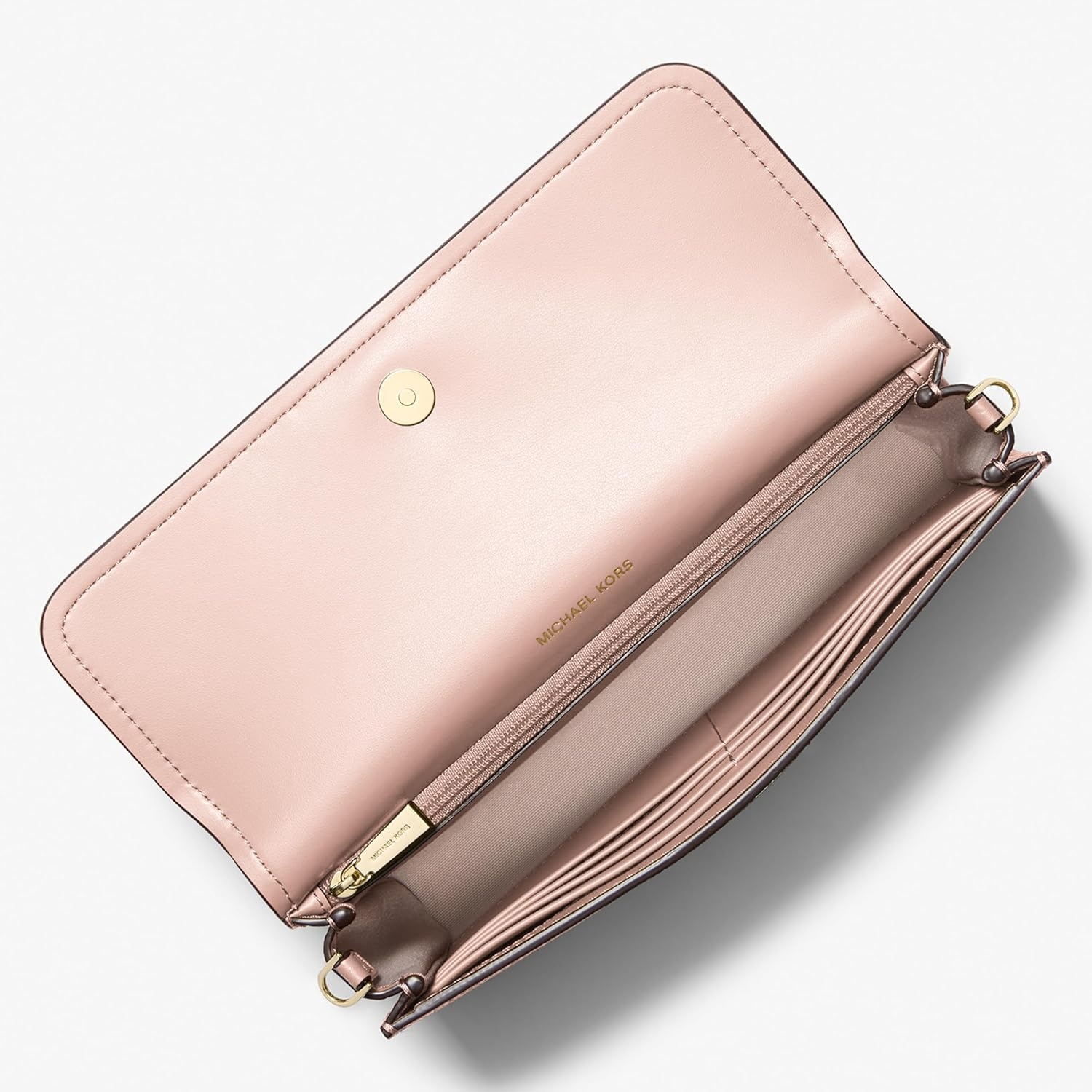 image:imageMichael Kors Womens Jet Set Small East West Phone CrossbodyGoldtone HardwareLeatherSoft Pink