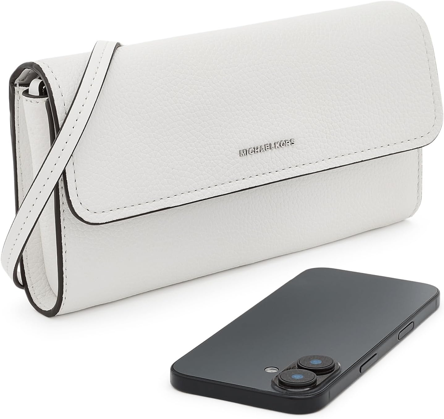 image:imageMichael Kors Womens Jet Set Small East West Phone CrossbodyOptic White