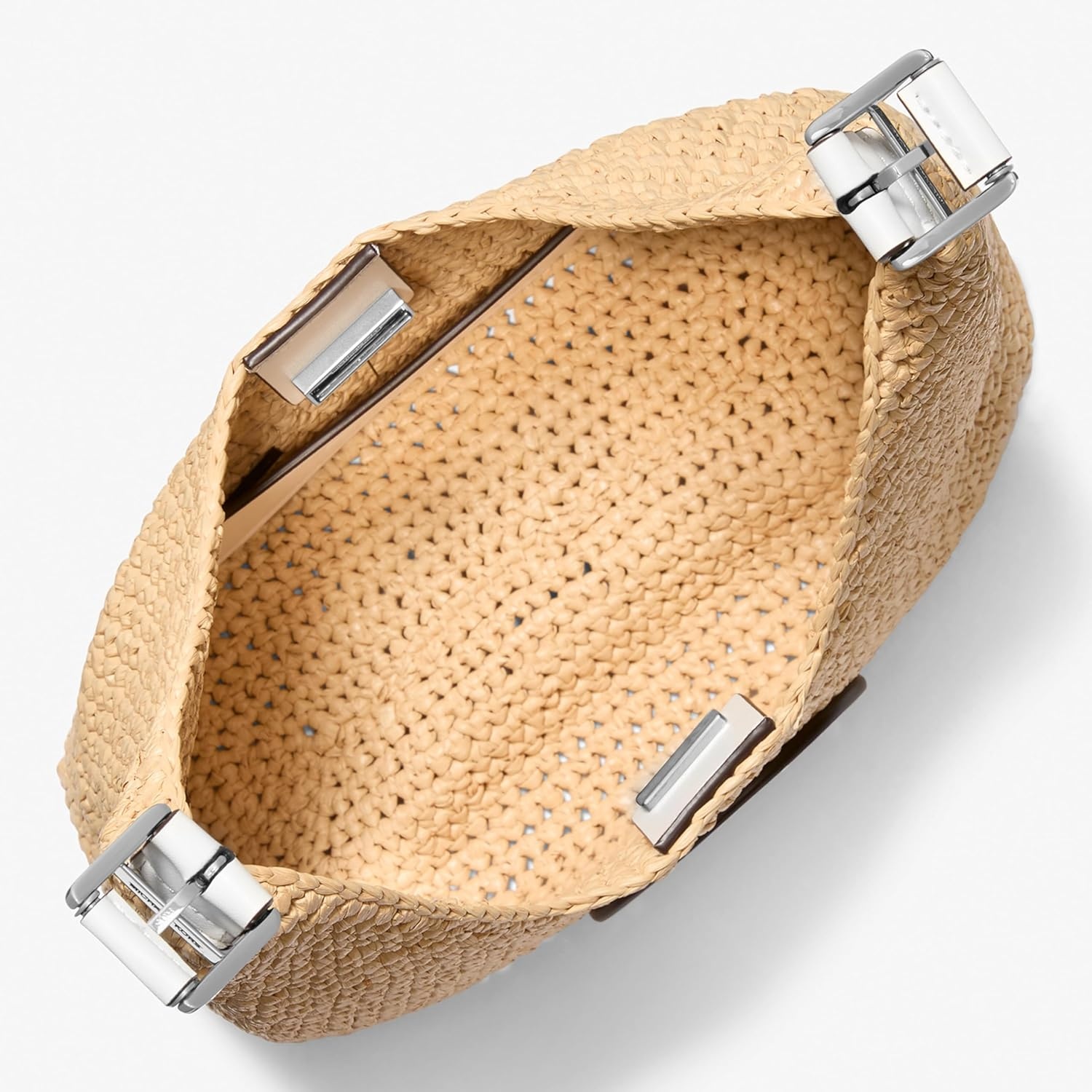 image:imageMichael Kors Womens Nolita Small Hobo Shoulder BagCrochet StrawNaturalOptic White