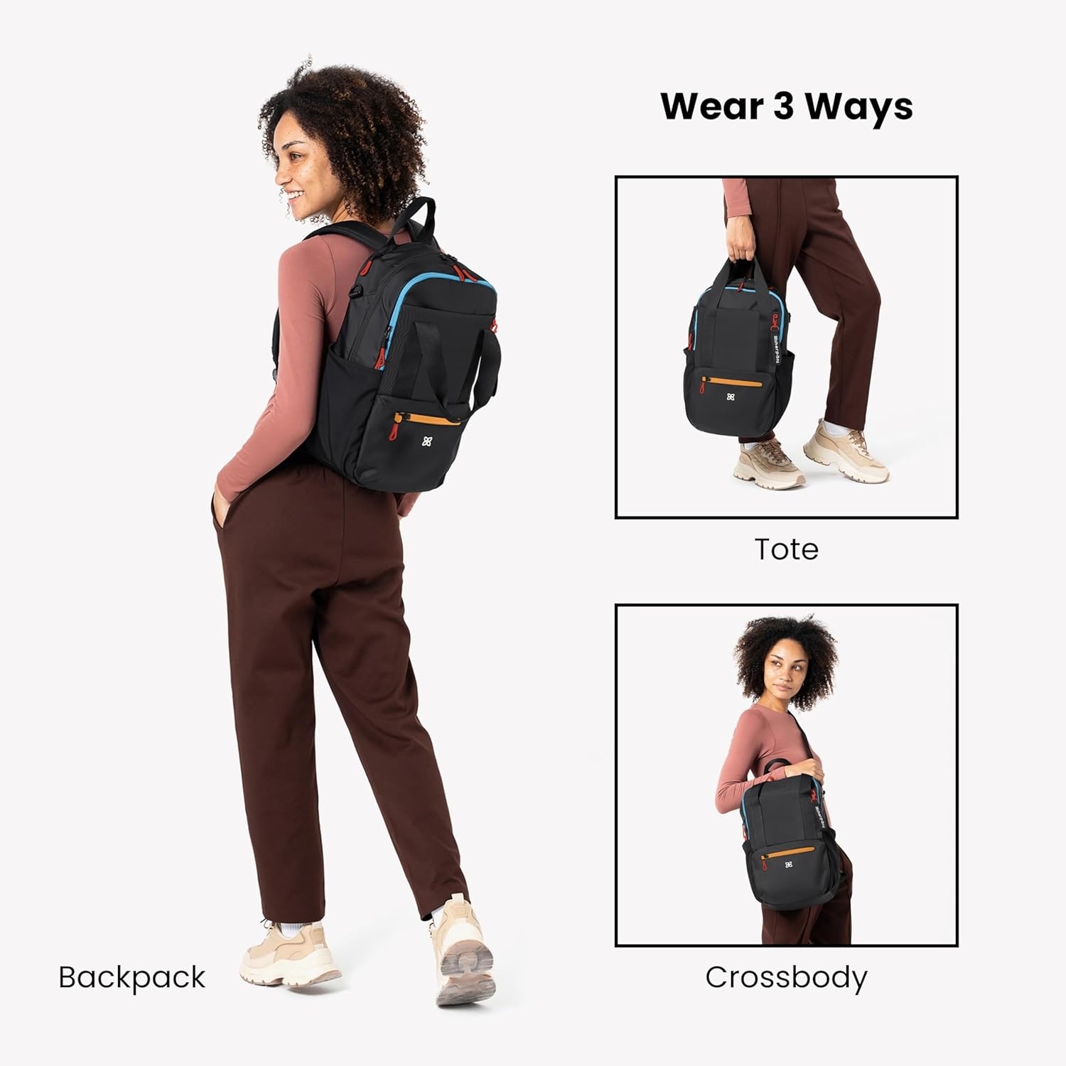 image:imageSherpani Camden Convertible Backpack 3 in 1 Tote Bag 18L Travel Backpack Crossbody Bag for Women Cross Body Purse Travel Gifts RFID Protection Fits 13 Laptop Con LecheChromatic Heritage