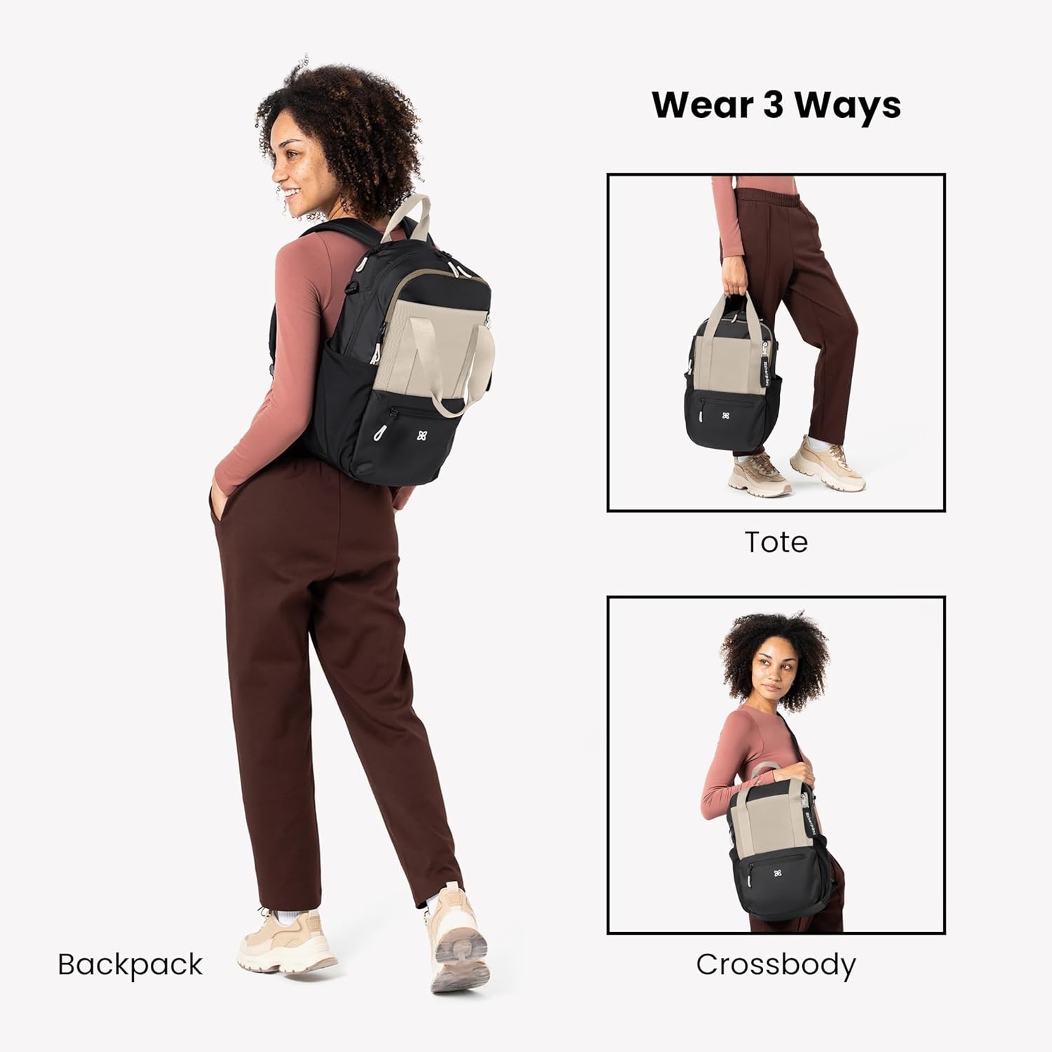 image:imageSherpani Camden Convertible Backpack 3 in 1 Tote Bag 18L Travel Backpack Crossbody Bag for Women Cross Body Purse Travel Gifts RFID Protection Fits 13 Laptop Con LecheCon Leche Classic