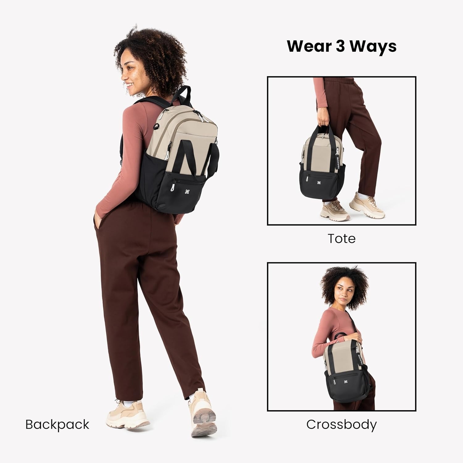 image:imageSherpani Camden Convertible Backpack 3 in 1 Tote Bag 18L Travel Backpack Crossbody Bag for Women Cross Body Purse Travel Gifts RFID Protection Fits 13 Laptop Con LecheCon Leche