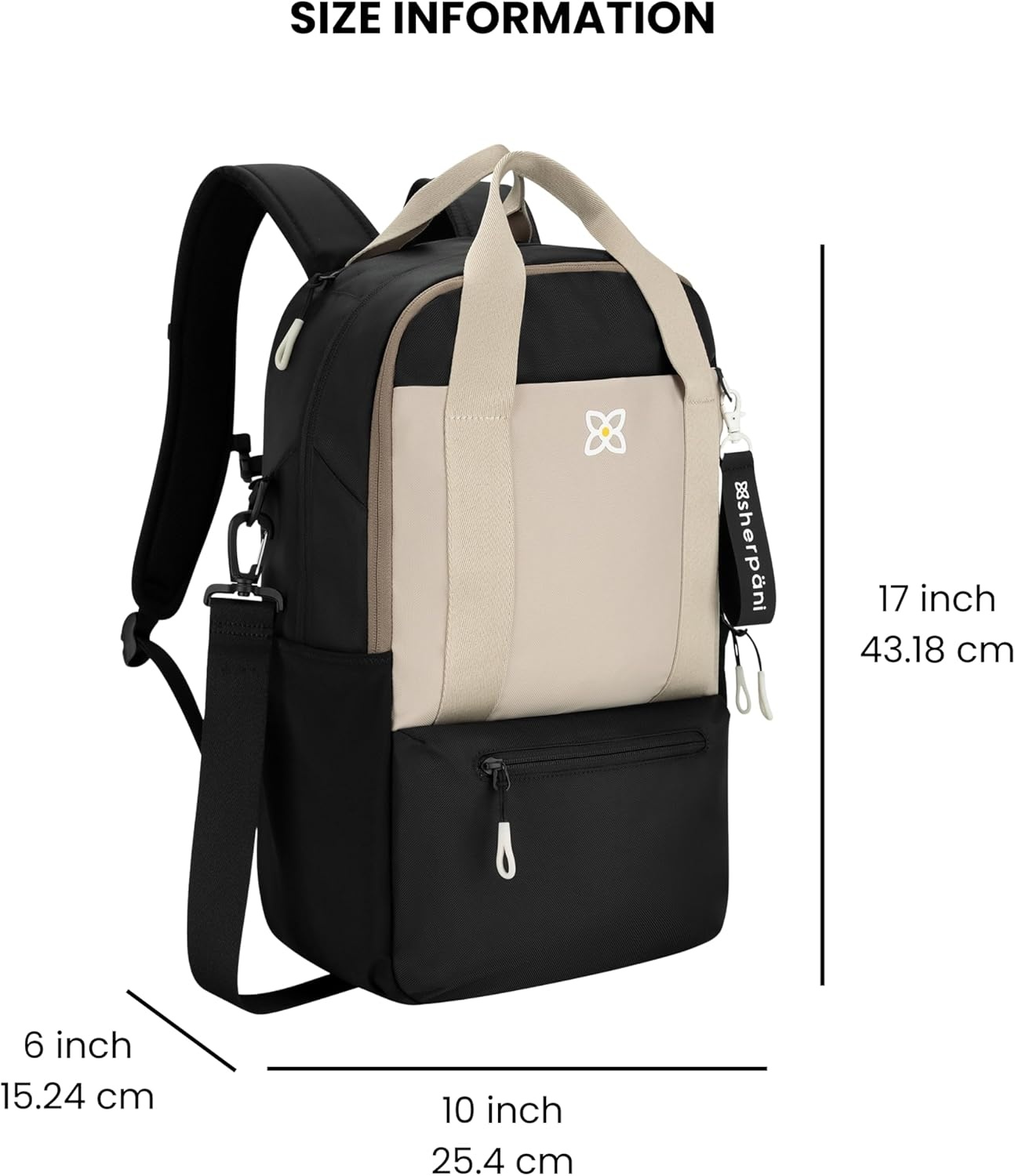 image:imageSherpani Camden Convertible Backpack 3 in 1 Tote Bag 18L Travel Backpack Crossbody Bag for Women Cross Body Purse Travel Gifts RFID Protection Fits 13 Laptop Con LecheCon Leche Classic