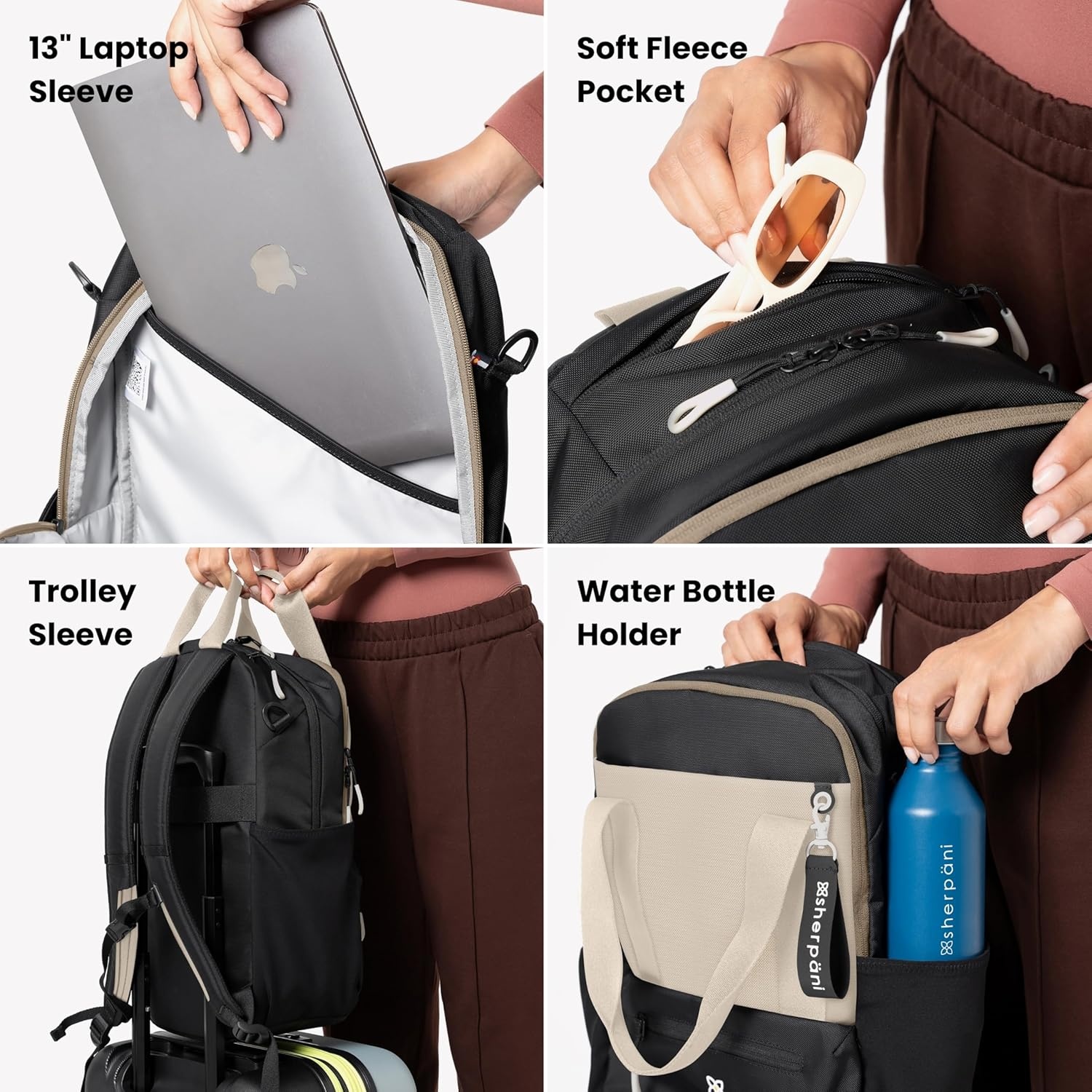 image:imageSherpani Camden Convertible Backpack 3 in 1 Tote Bag 18L Travel Backpack Crossbody Bag for Women Cross Body Purse Travel Gifts RFID Protection Fits 13 Laptop Con LecheCon Leche Classic