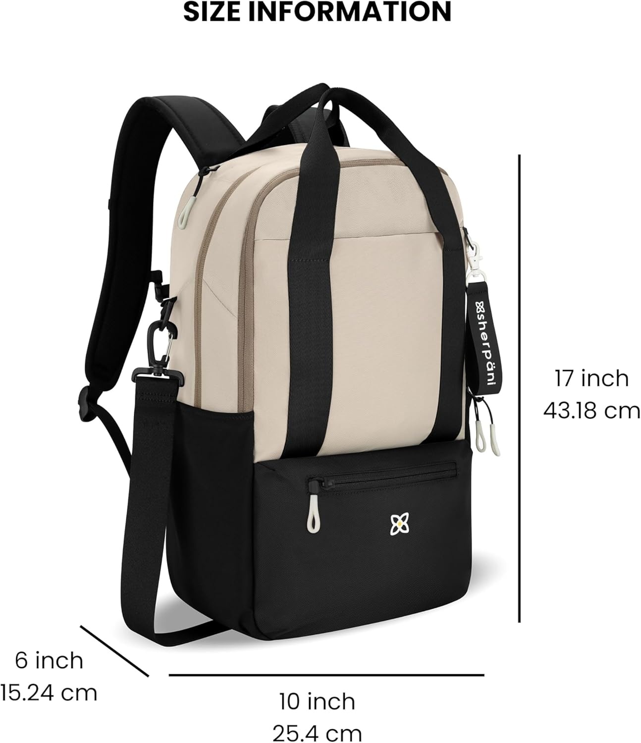 image:imageSherpani Camden Convertible Backpack 3 in 1 Tote Bag 18L Travel Backpack Crossbody Bag for Women Cross Body Purse Travel Gifts RFID Protection Fits 13 Laptop Con LecheCon Leche