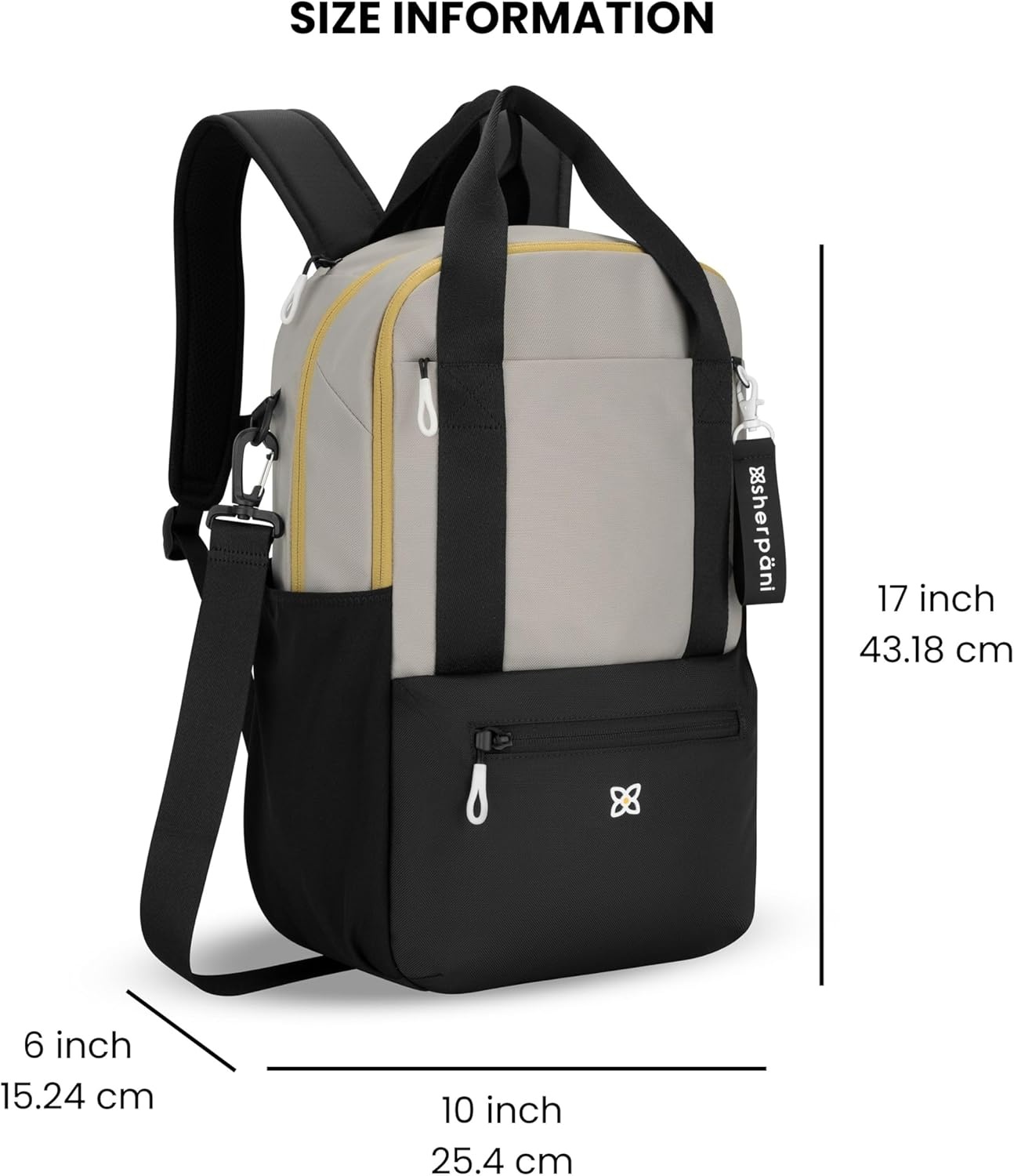 image:imageSherpani Camden Convertible Backpack 3 in 1 Tote Bag 18L Travel Backpack Crossbody Bag for Women Cross Body Purse Travel Gifts RFID Protection Fits 13 Laptop Con LecheWasabi Stone