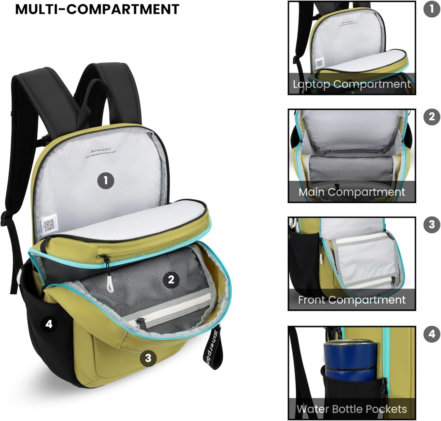 image:imageSherpani Getaway Casual Daypack Backpacks Laptop Backpack 22L Travel Backpack for Women Travel Gift Fits 15 Laptop RFID Protection AlchemyCon Leche