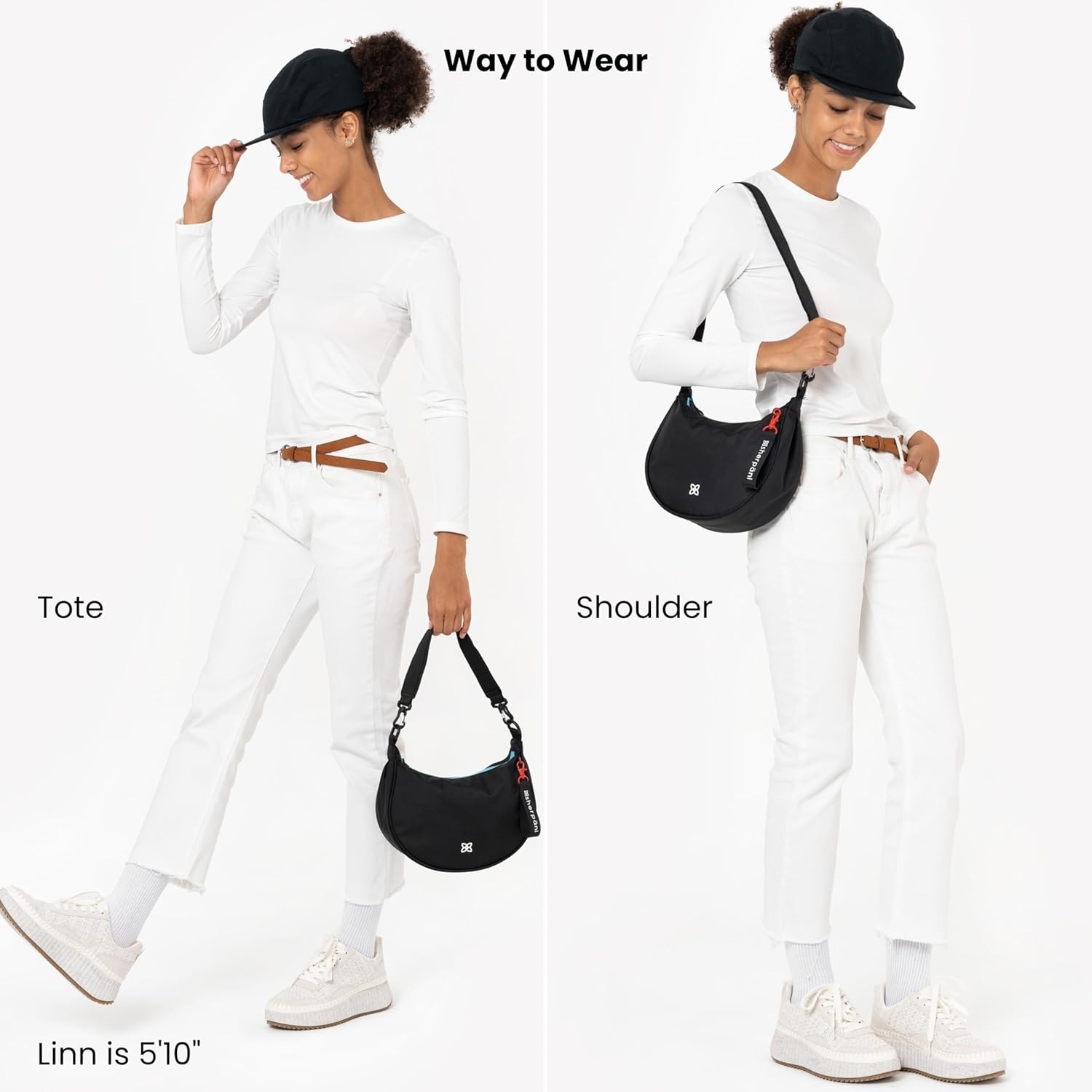 image:imageSherpani Mina Medium Nylon Crescent Bag Lightweight Half Moon Crossbody Bags Fashionable Shoulder Bag Travel HandbagChromatic Heritage