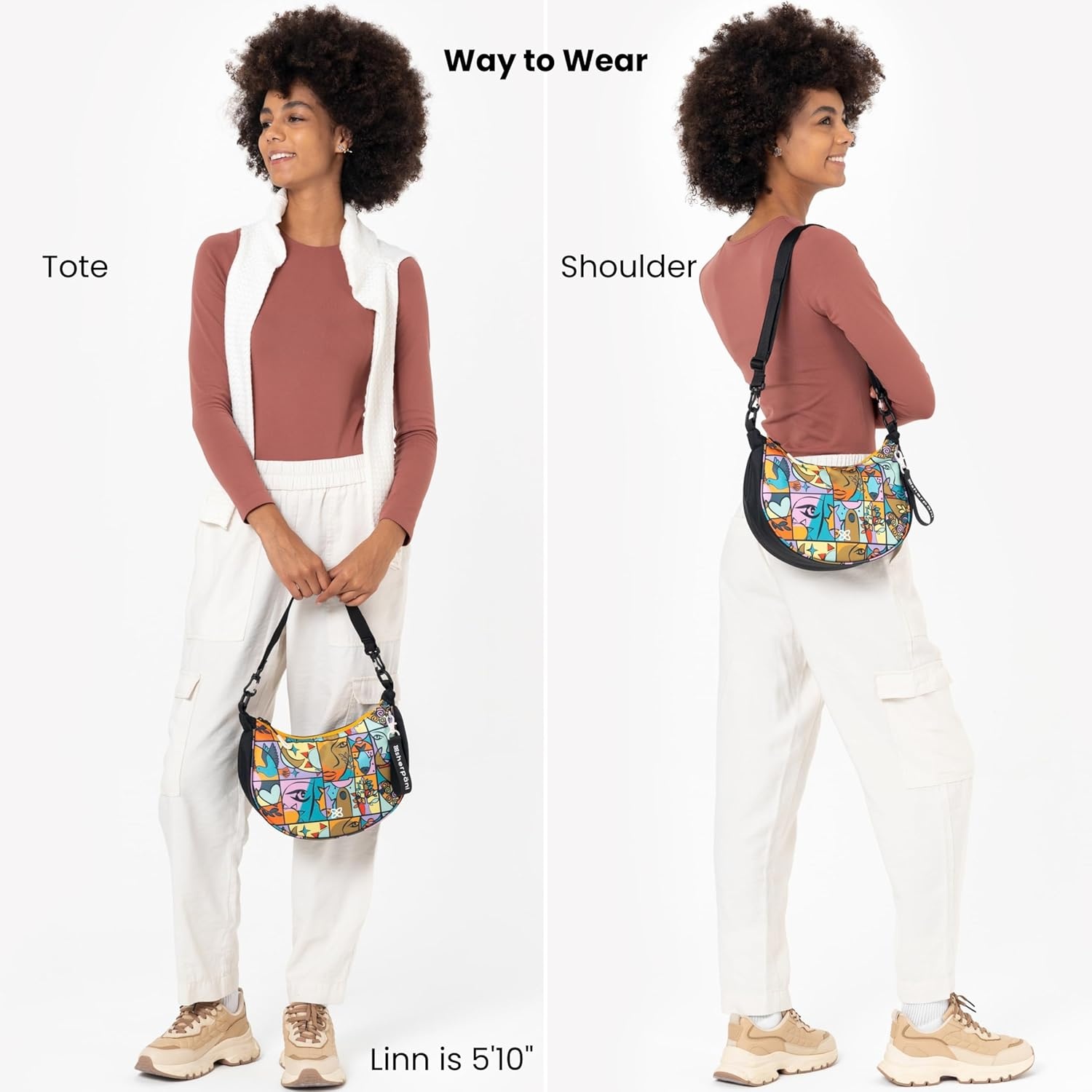 image:imageSherpani Mina Medium Nylon Crescent Bag Lightweight Half Moon Crossbody Bags Fashionable Shoulder Bag Travel HandbagCloud9