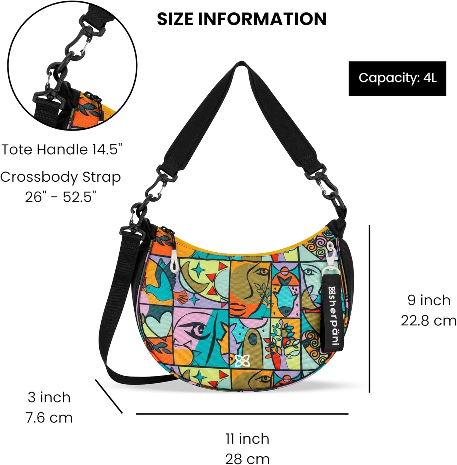 image:imageSherpani Mina Medium Nylon Crescent Bag Lightweight Half Moon Crossbody Bags Fashionable Shoulder Bag Travel HandbagCloud9