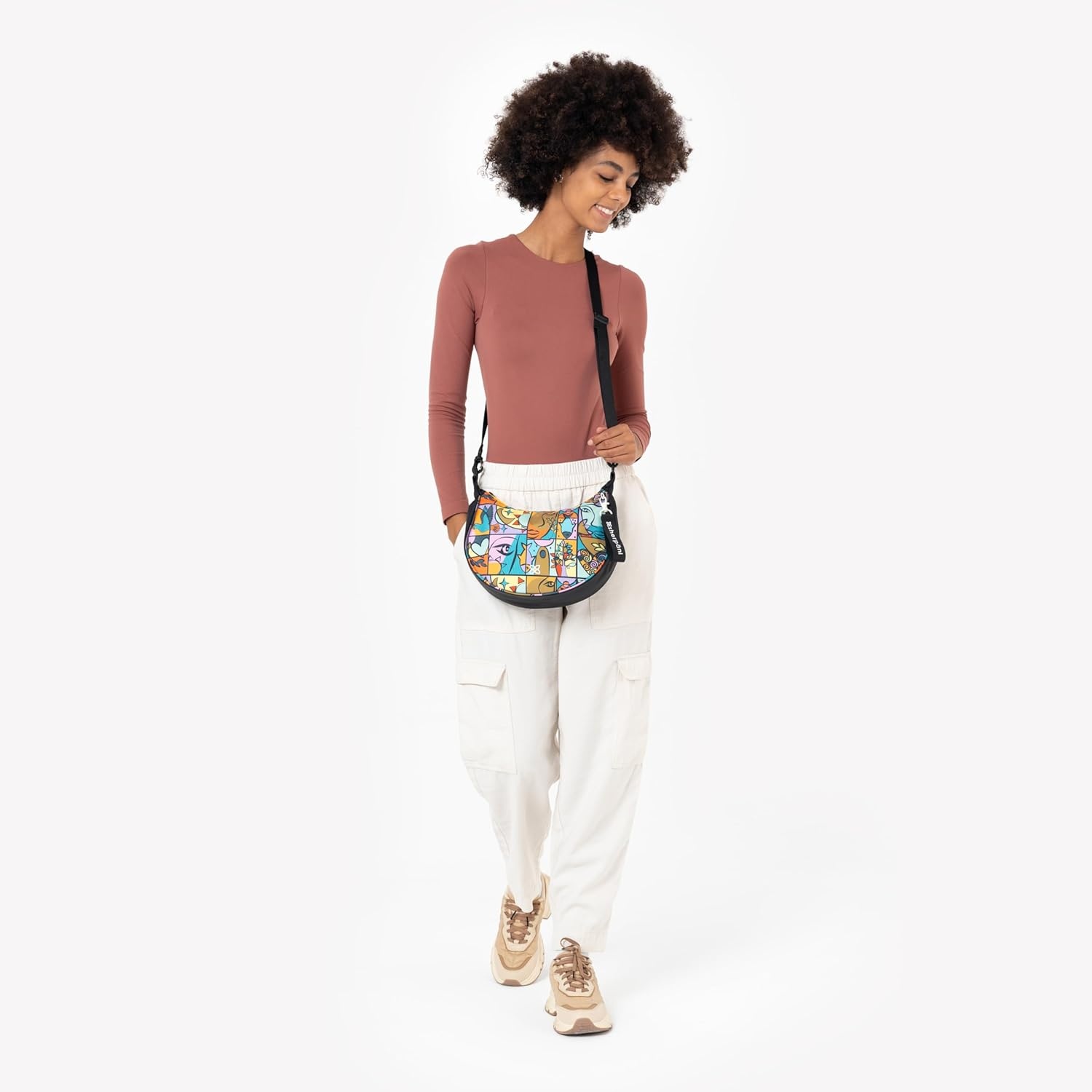 image:imageSherpani Mina Medium Nylon Crescent Bag Lightweight Half Moon Crossbody Bags Fashionable Shoulder Bag Travel HandbagCloud9