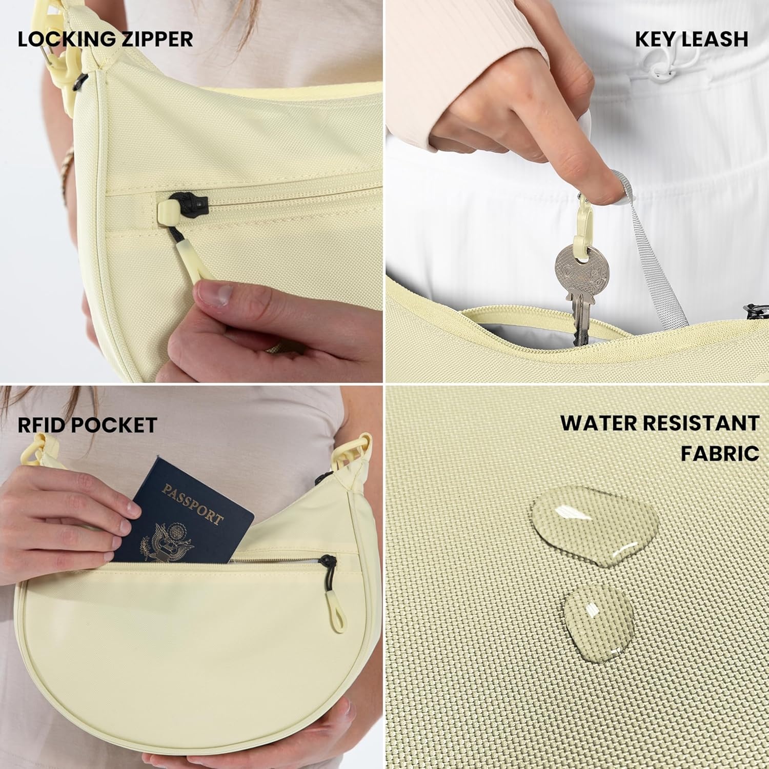image:imageSherpani Mina Medium Nylon Crescent Bag Lightweight Half Moon Crossbody Bags Fashionable Shoulder Bag Travel HandbagRaven