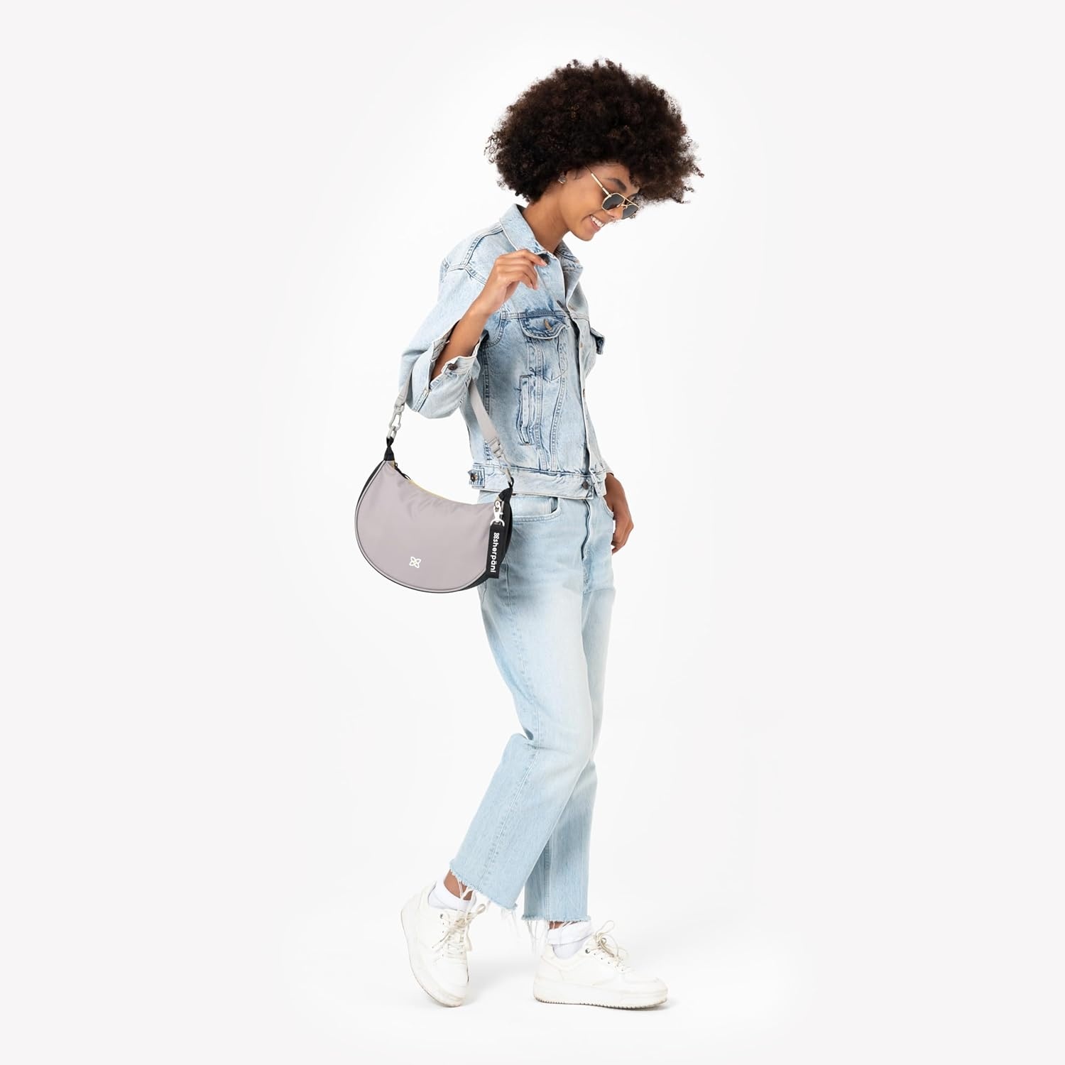 image:imageSherpani Mina Medium Nylon Crescent Bag Lightweight Half Moon Crossbody Bags Fashionable Shoulder Bag Travel HandbagWasabi Stone