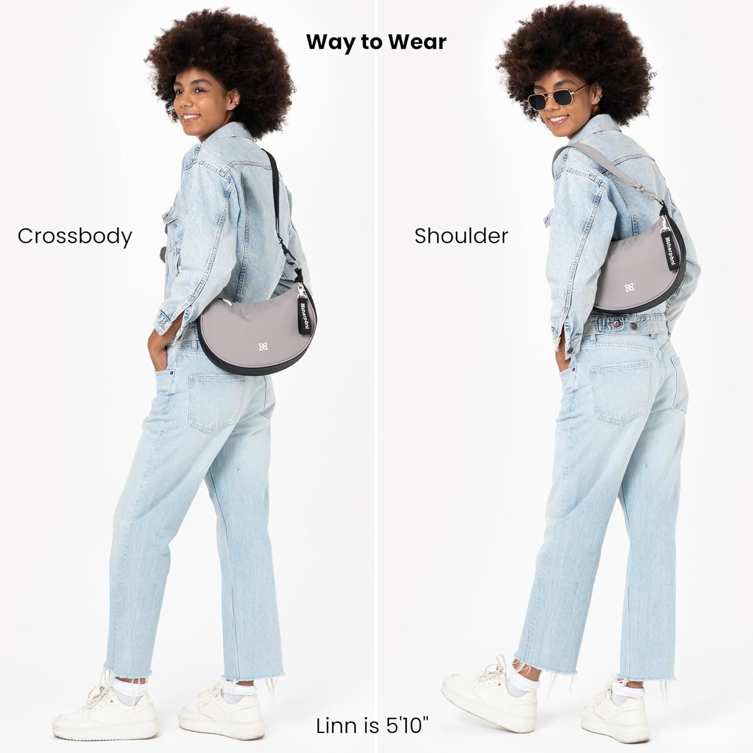 image:imageSherpani Mina Medium Nylon Crescent Bag Lightweight Half Moon Crossbody Bags Fashionable Shoulder Bag Travel HandbagWasabi Stone