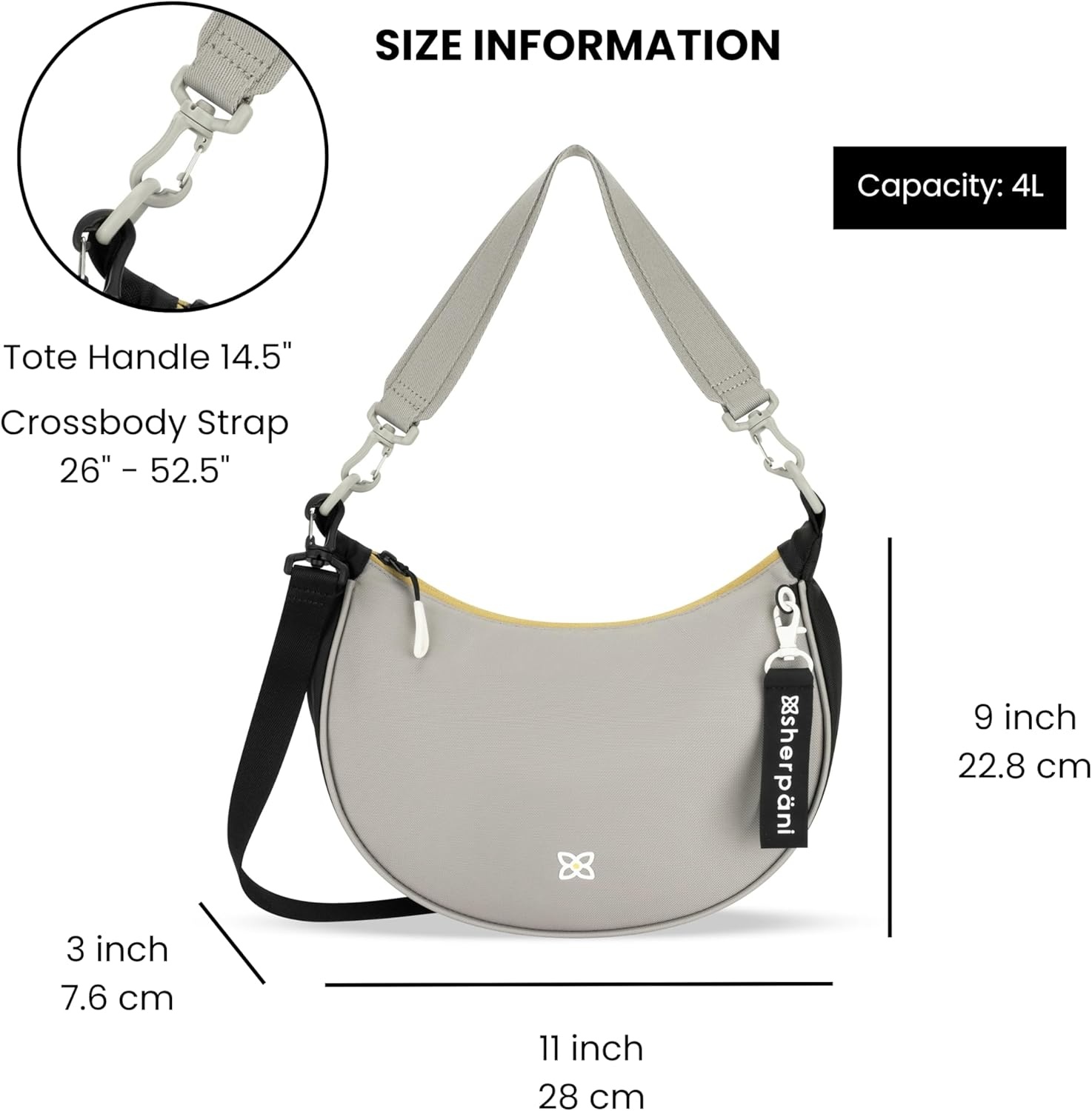 image:imageSherpani Mina Medium Nylon Crescent Bag Lightweight Half Moon Crossbody Bags Fashionable Shoulder Bag Travel HandbagWasabi Stone